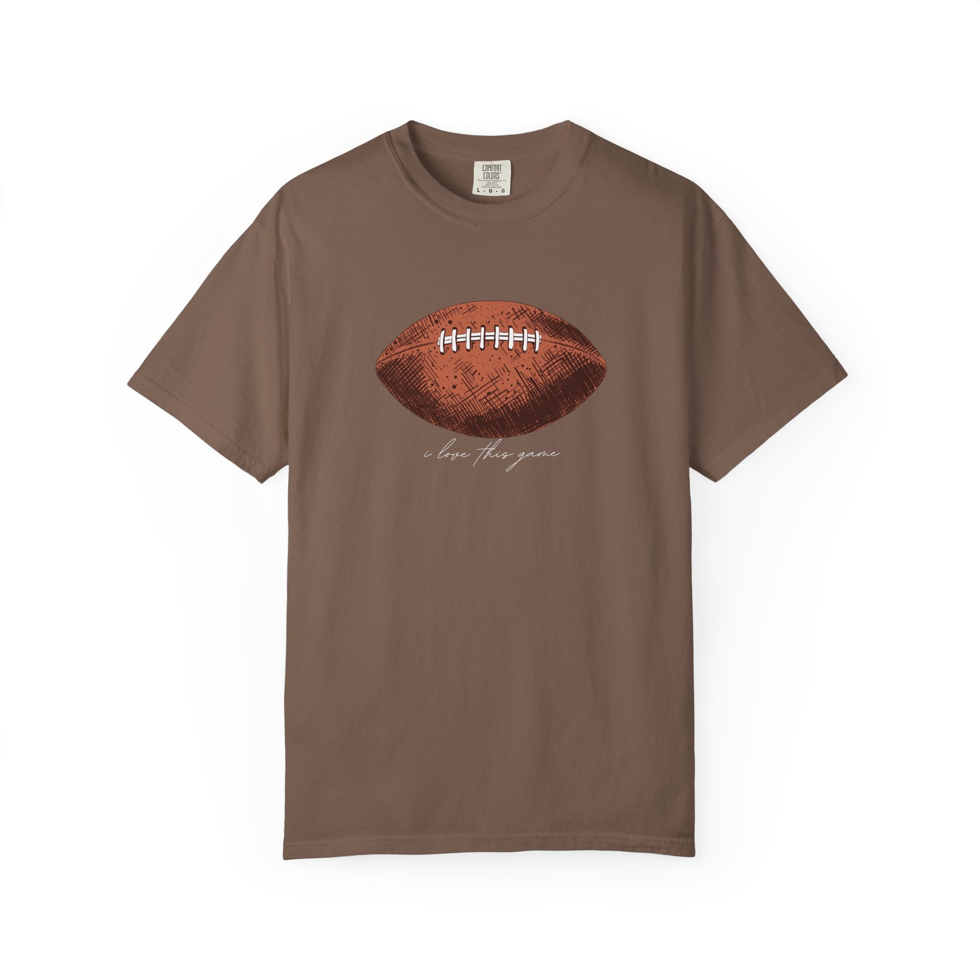 Football Graphic T-Shirt — Vintage Game Day Tee with "Love the Game" Script sport