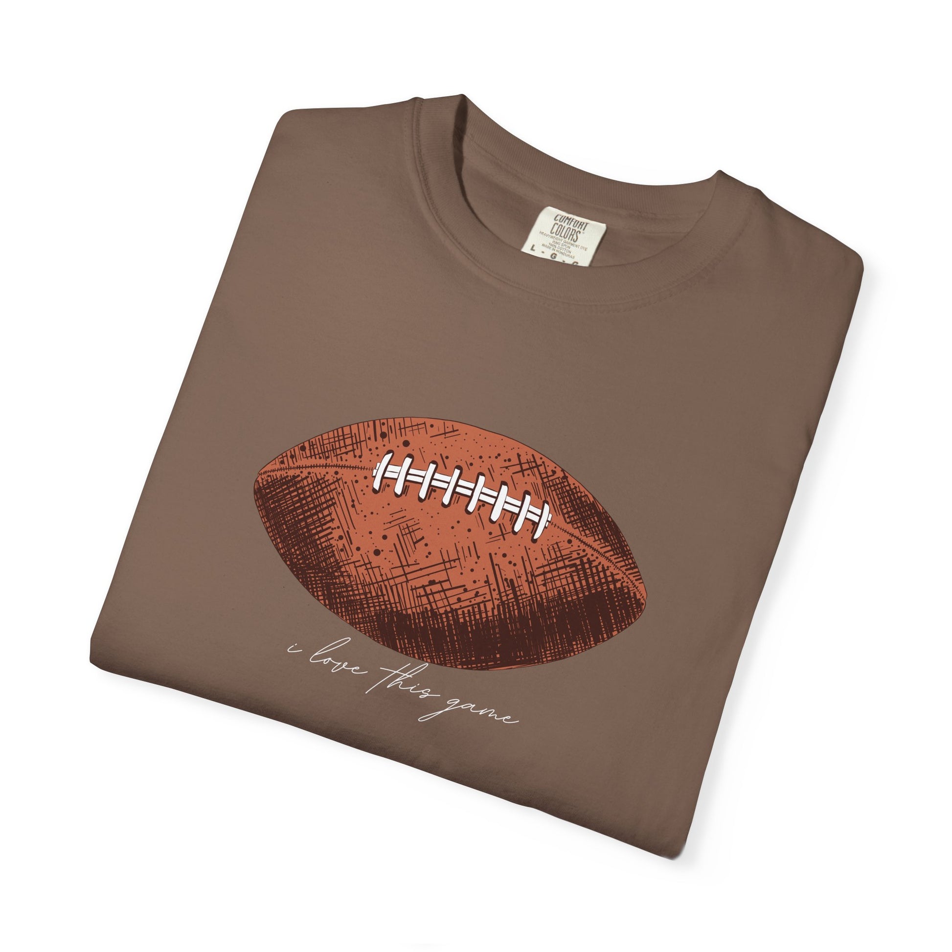 Football Graphic T-Shirt — Vintage Game Day Tee with "Love the Game" Script sport