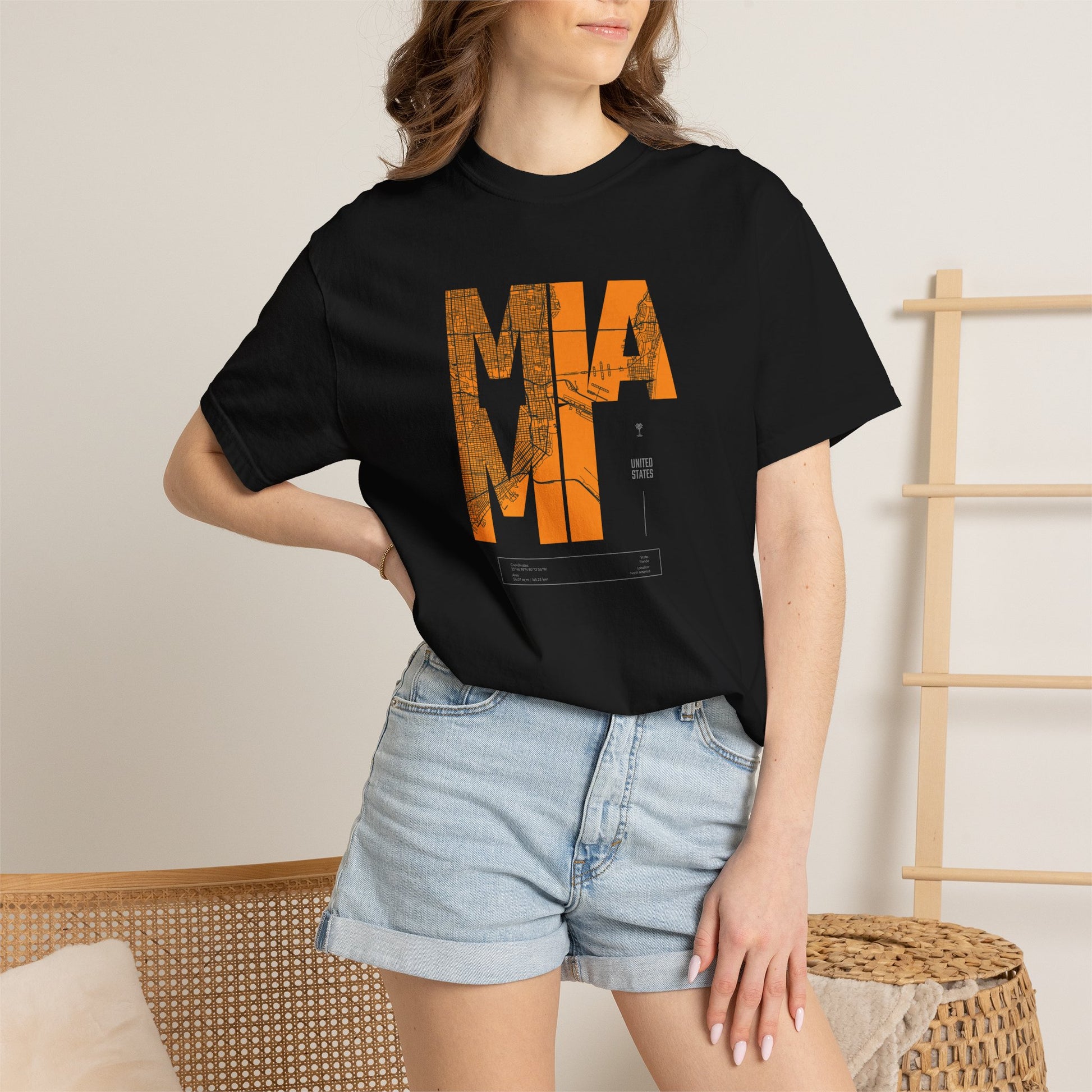 MIA MI Retro Block Graphic T-Shirt — Orange Vintage City Tee