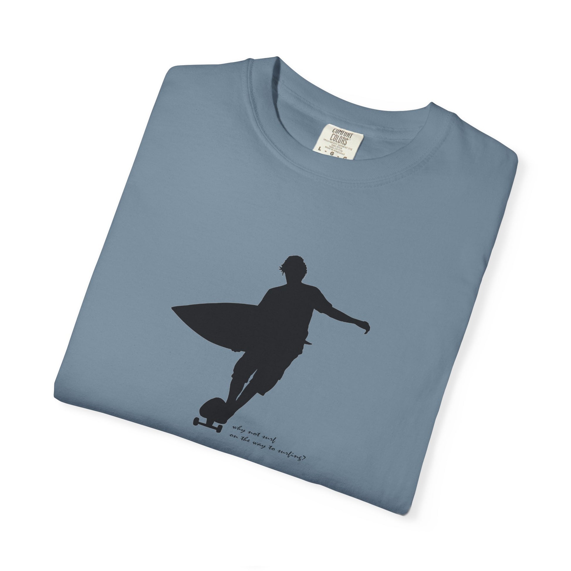 Surfer Silhouette Tee — Minimal Surfboard Graphic T-Shirt