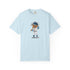 Light blue t-shirt with a bear graphic in a baseball uniform on a white background