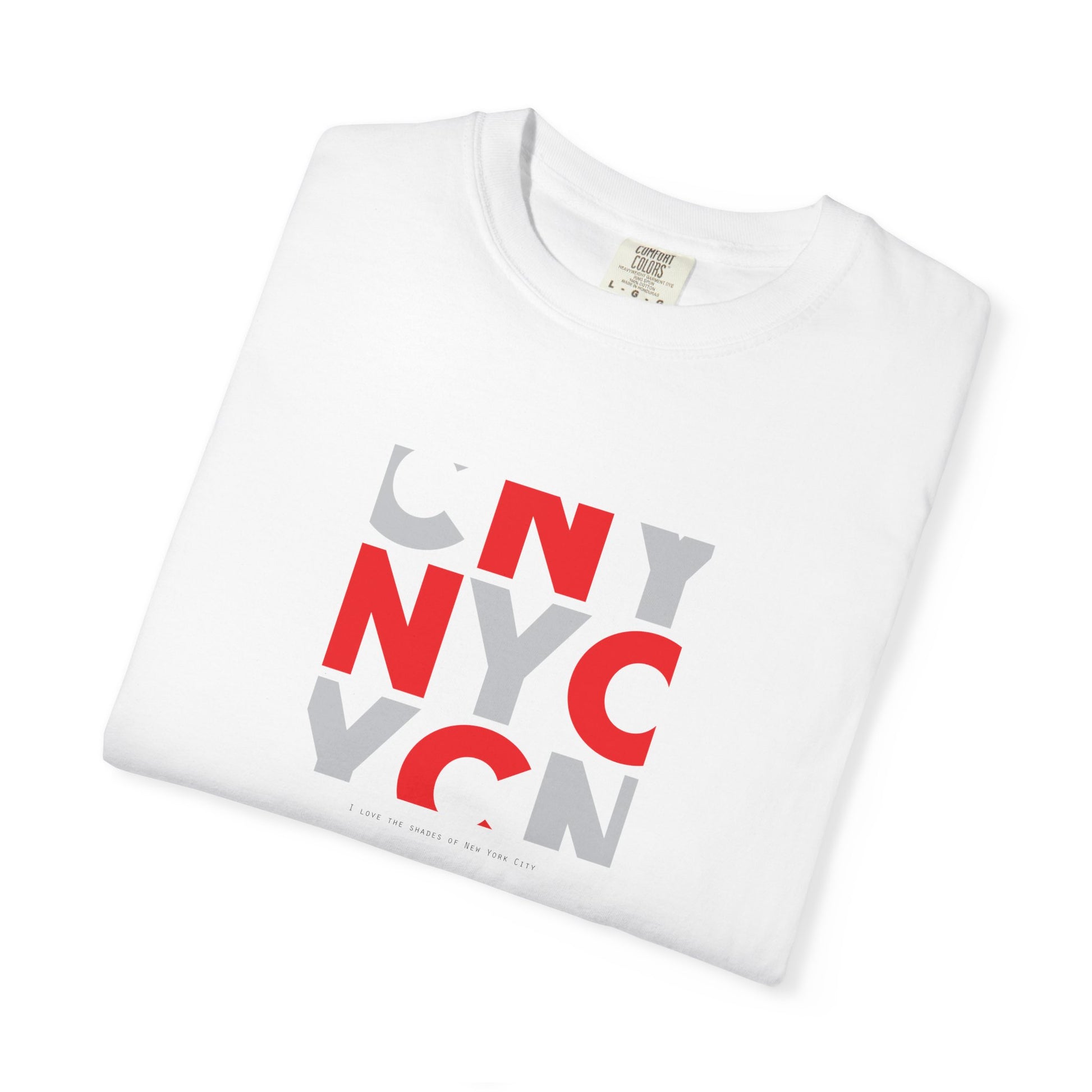 NYC Block Graphic T-Shirt — Retro Red & Gray City Design