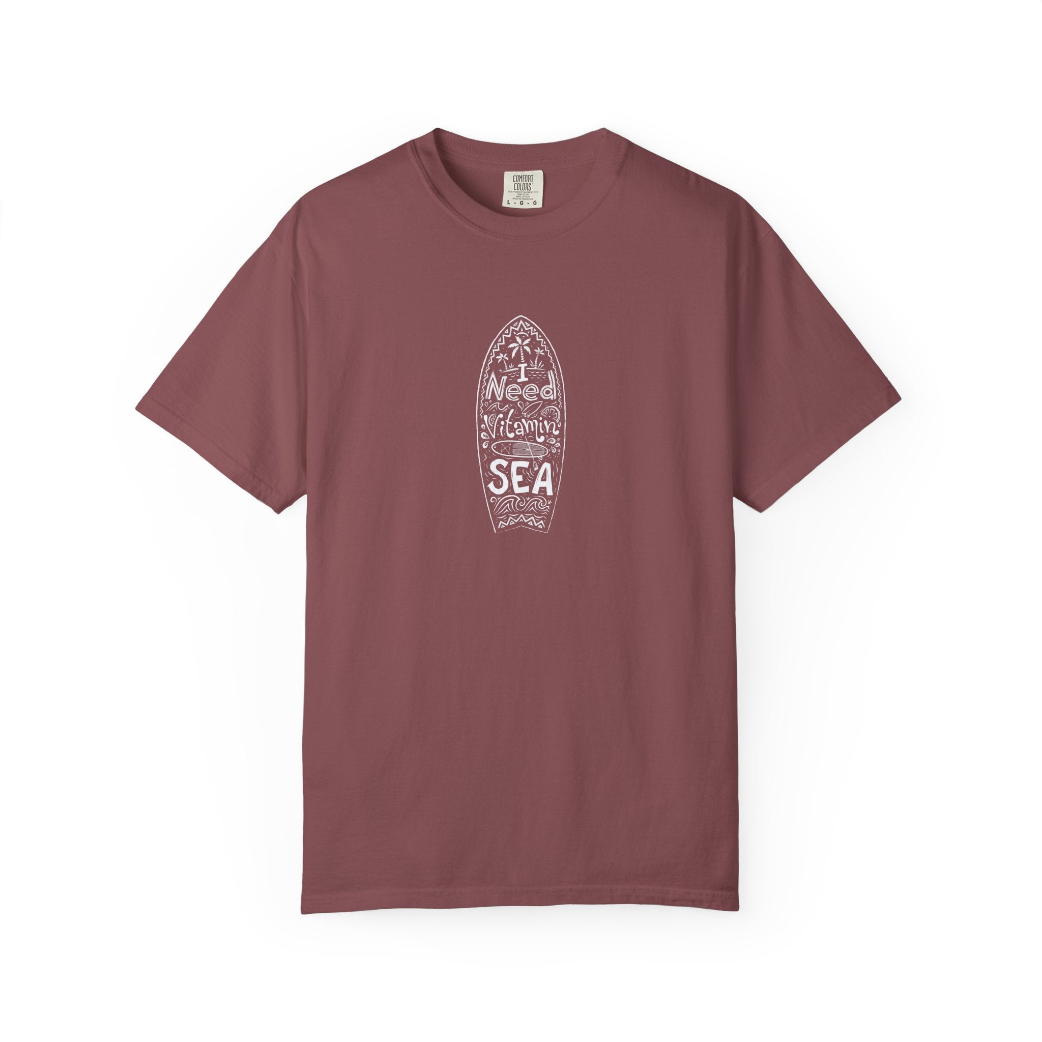 Maroon t-shirt with surf logo 