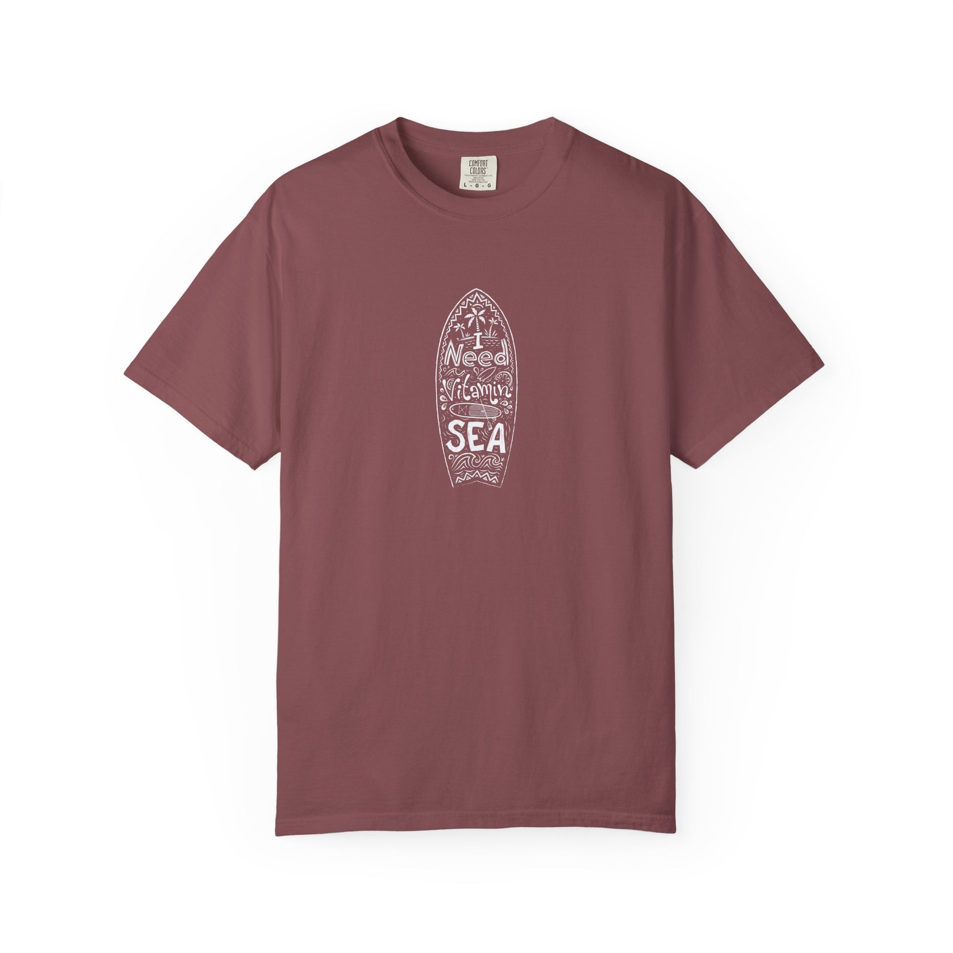 Maroon t-shirt with surf logo 