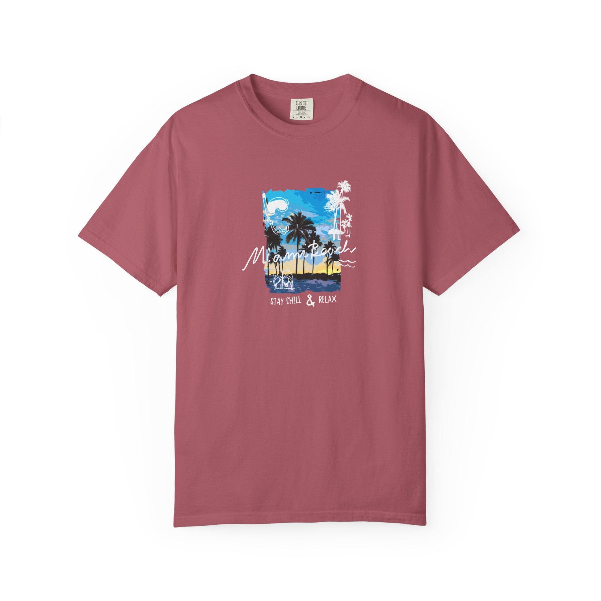 Maui Beach T-Shirt — "Stay Chill & Relax" Tropical Palm Sunset Tee