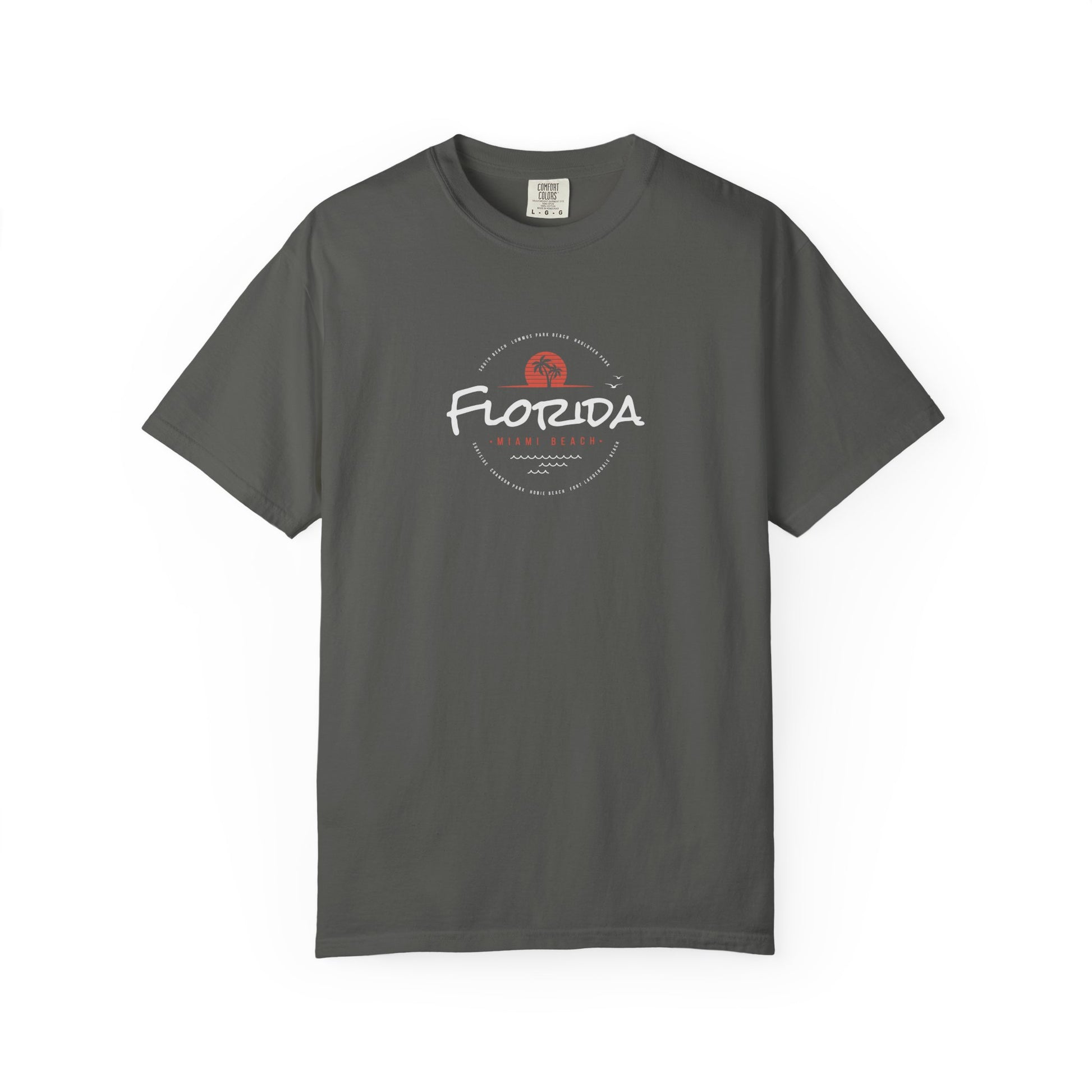 Gray t-shirt with 'River Down FL 2025' text on a white background