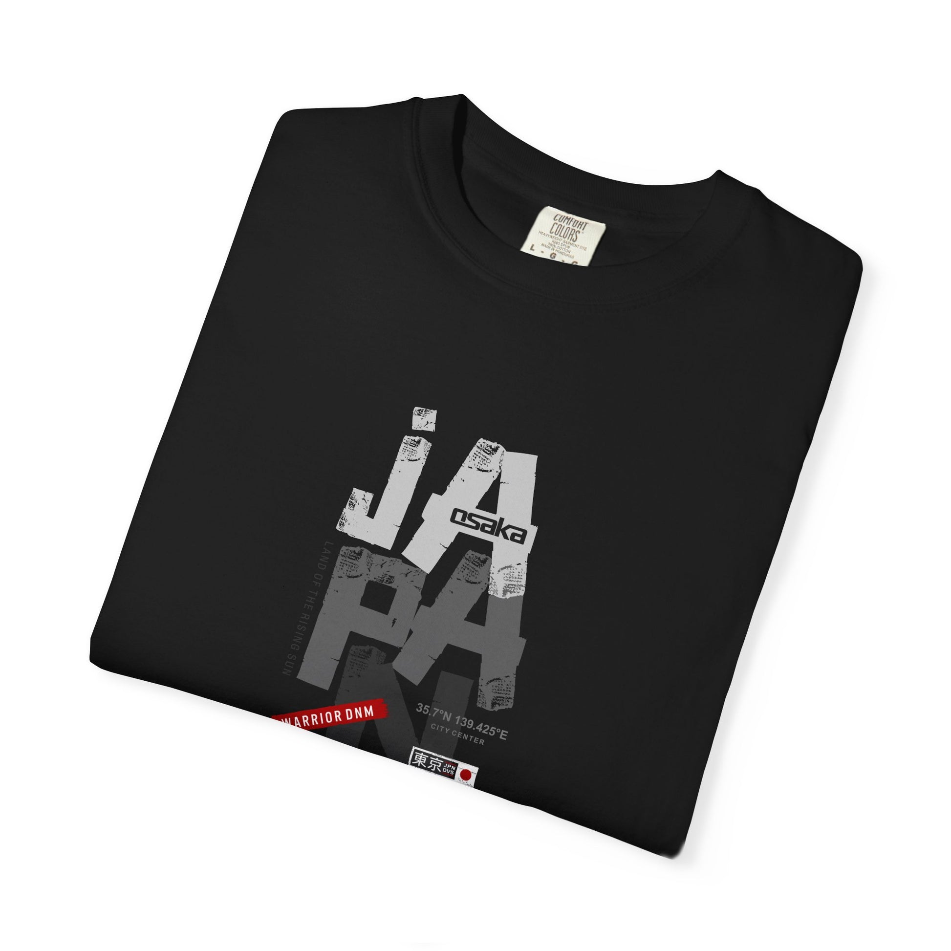 Japan Cityscape Graphic T-Shirt — Urban Travel Tee with Red Accent