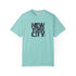 Light blue t-shirt with 'New York City' text on a white background