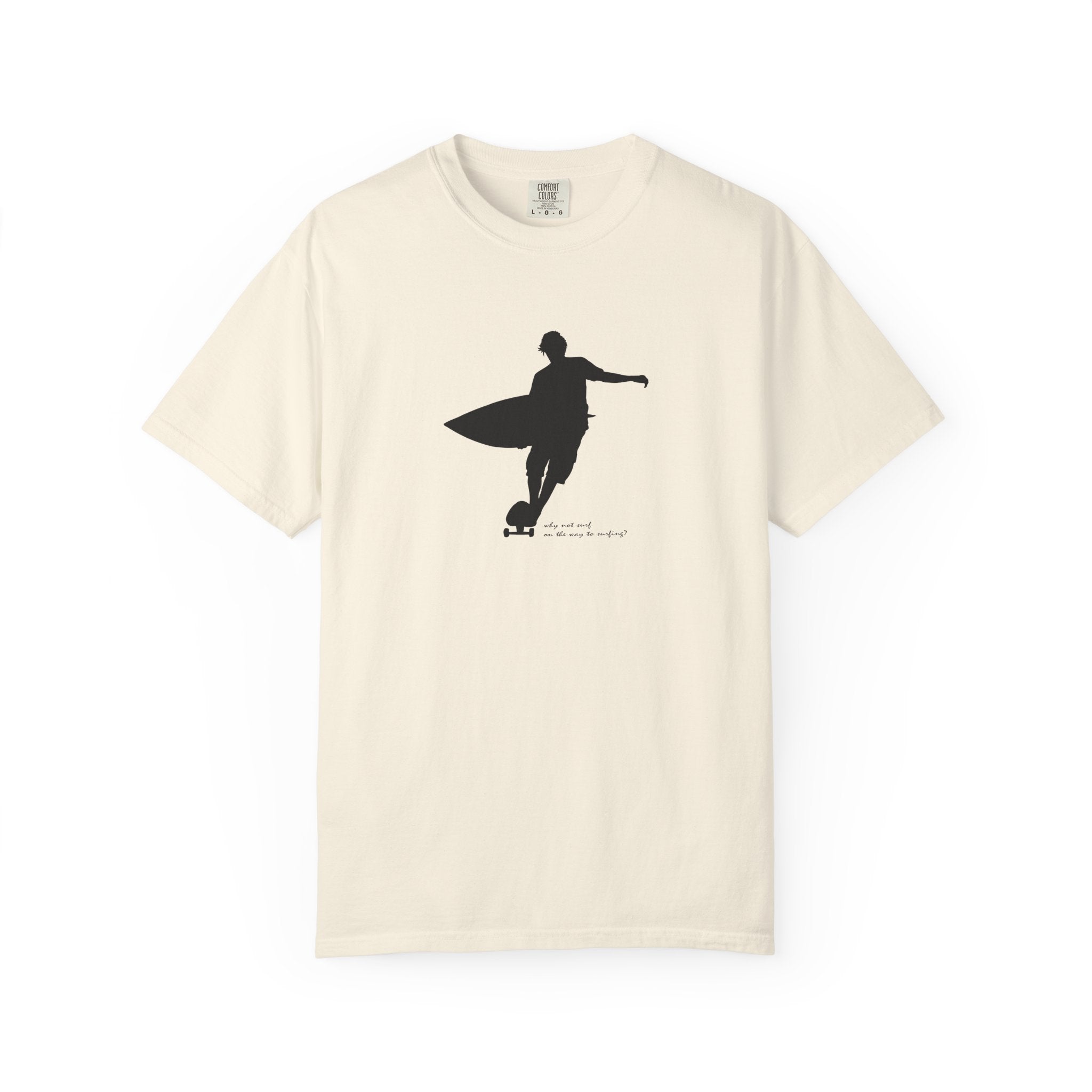 Surfer Silhouette Tee — Minimal Surfboard Graphic T-Shirt