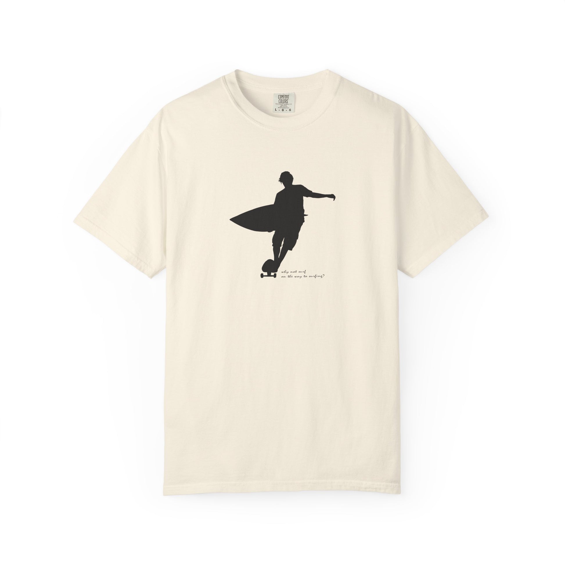 Surfer Silhouette Tee — Minimal Surfboard Graphic T-Shirt