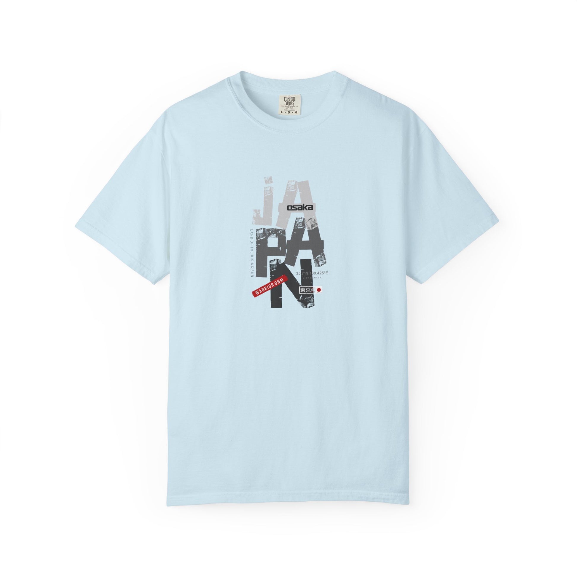 Japan Cityscape Graphic T-Shirt — Urban Travel Tee with Red Accent