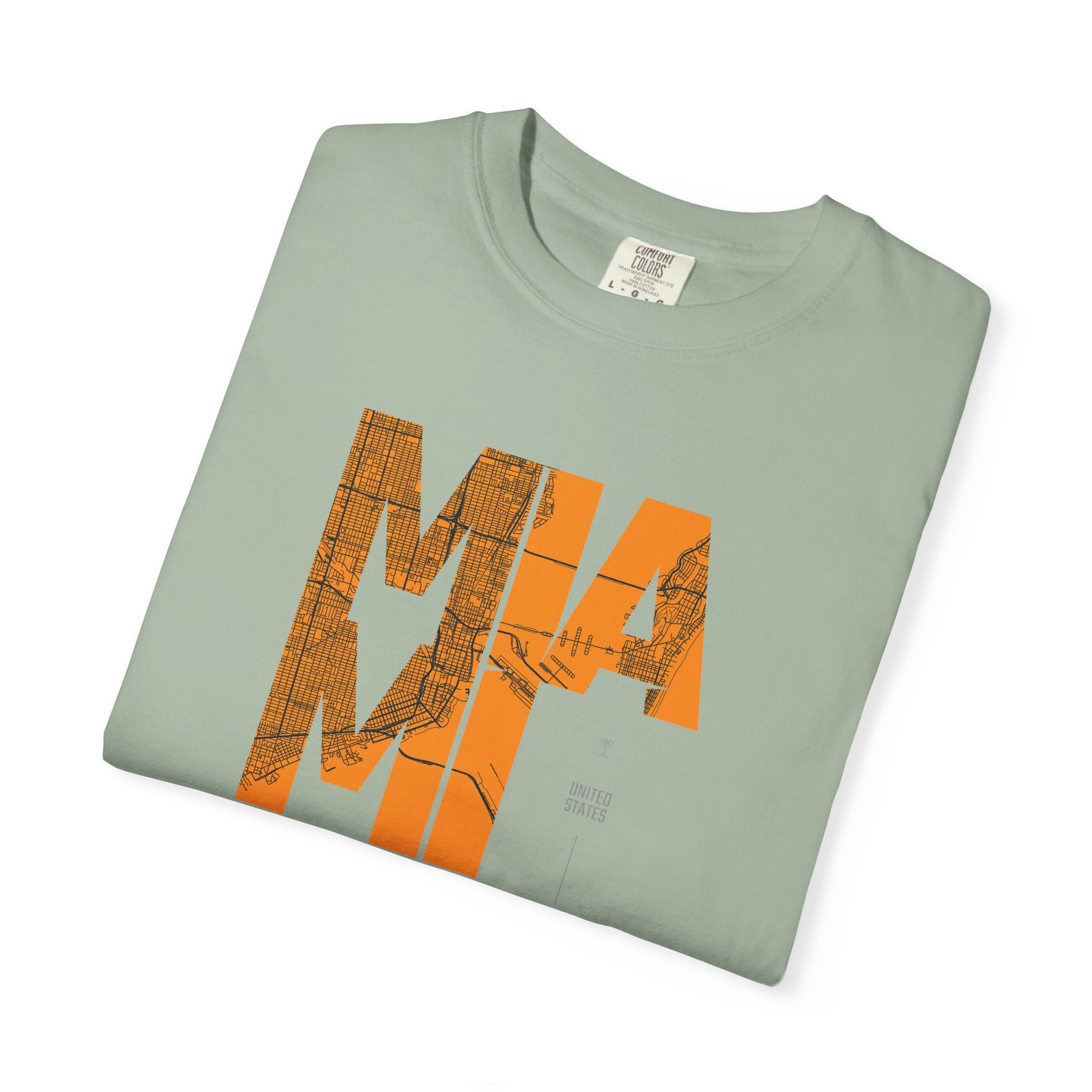 MIA MI Retro Block Graphic T-Shirt — Orange Vintage City Tee