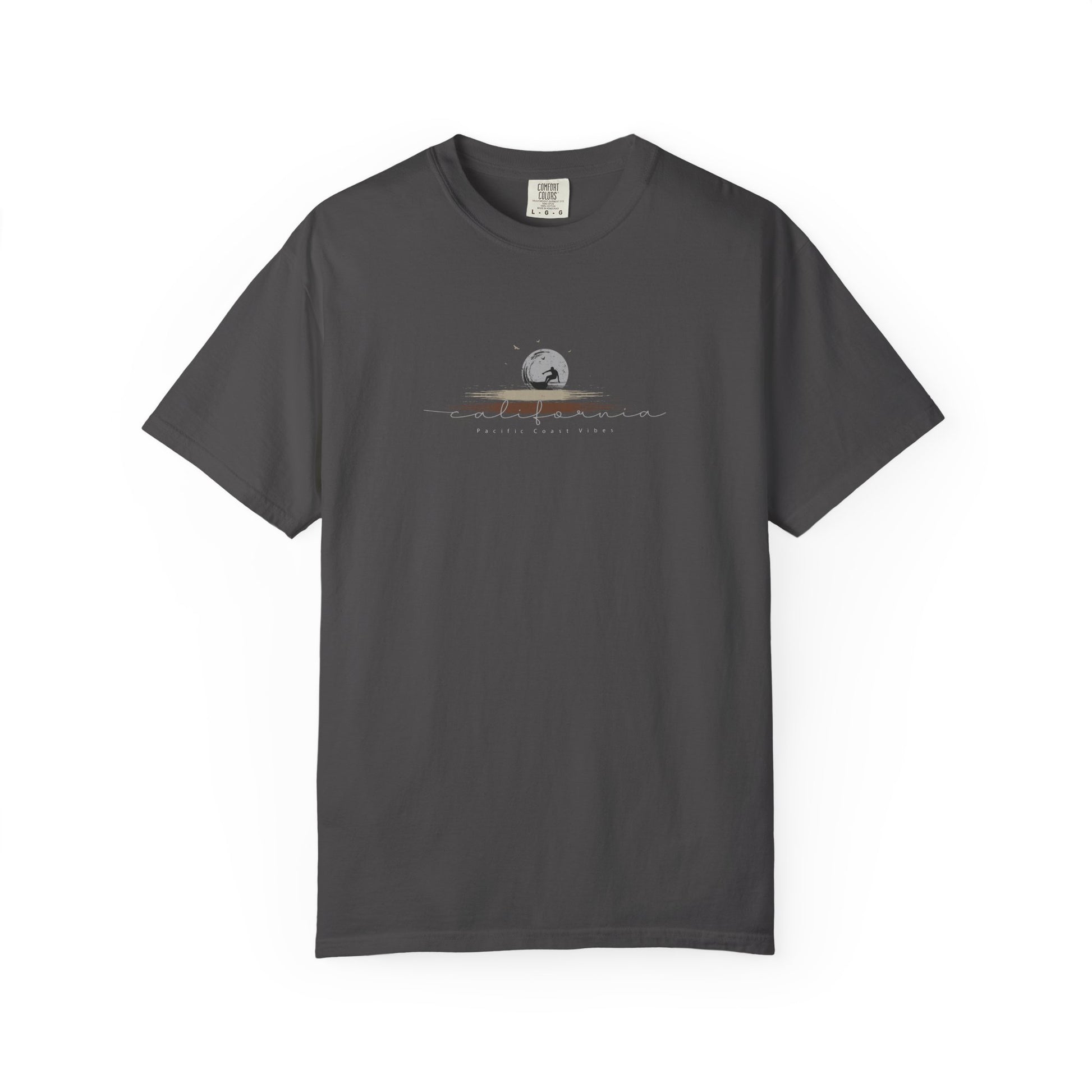 grey moonlit surf wave graphic tee