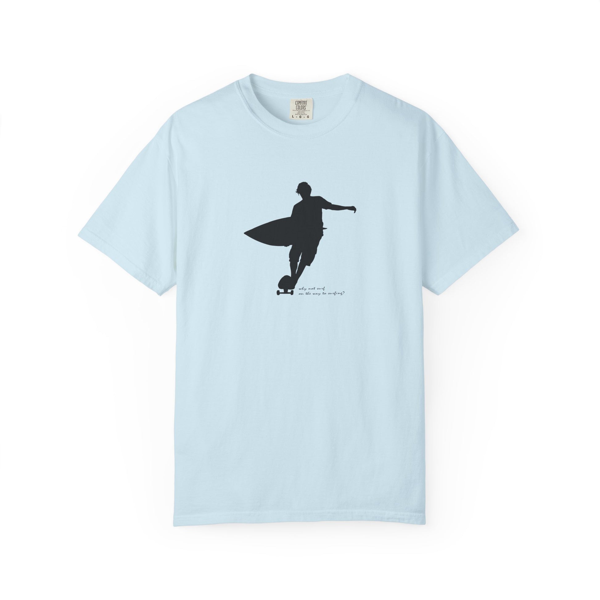 Surfer Silhouette Tee — Minimal Surfboard Graphic T-Shirt