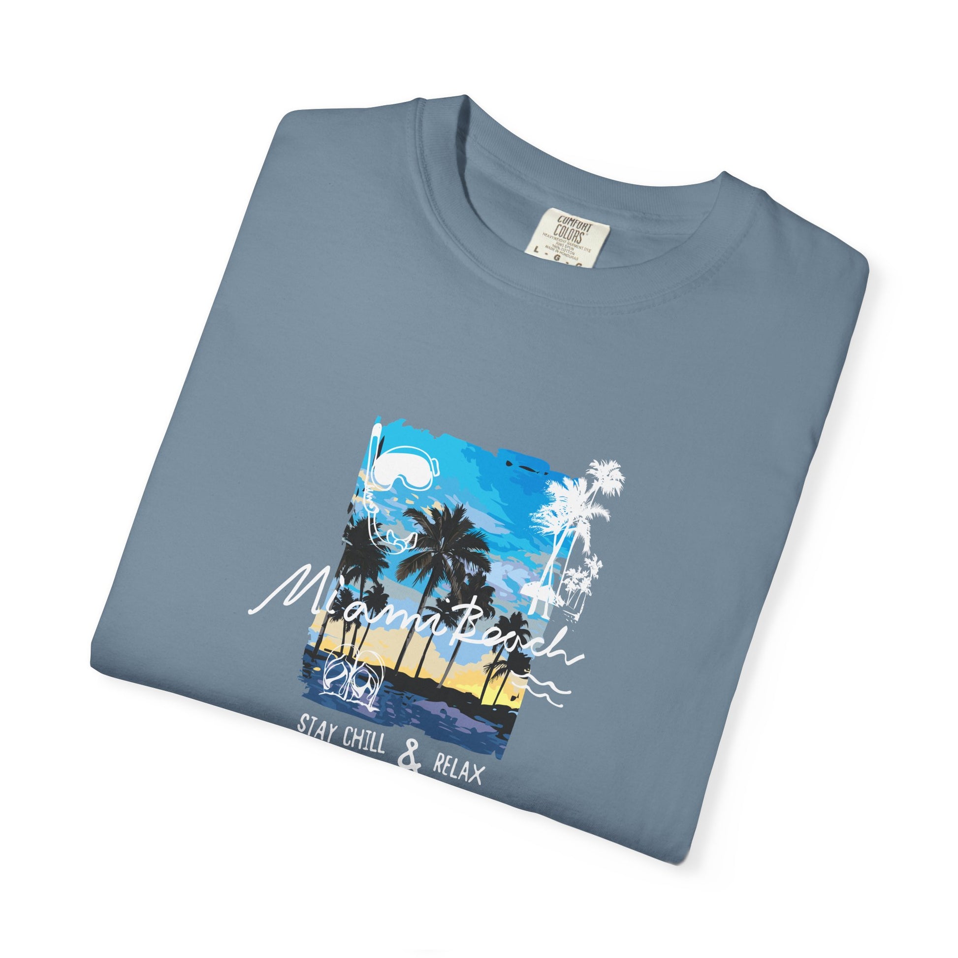 Maui Beach T-Shirt — "Stay Chill & Relax" Tropical Palm Sunset Tee