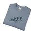 Folded teal t-shirt with 'tivingPraise Apparel' text on a white background