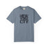Gray t-shirt with 'New York City' text on a white background