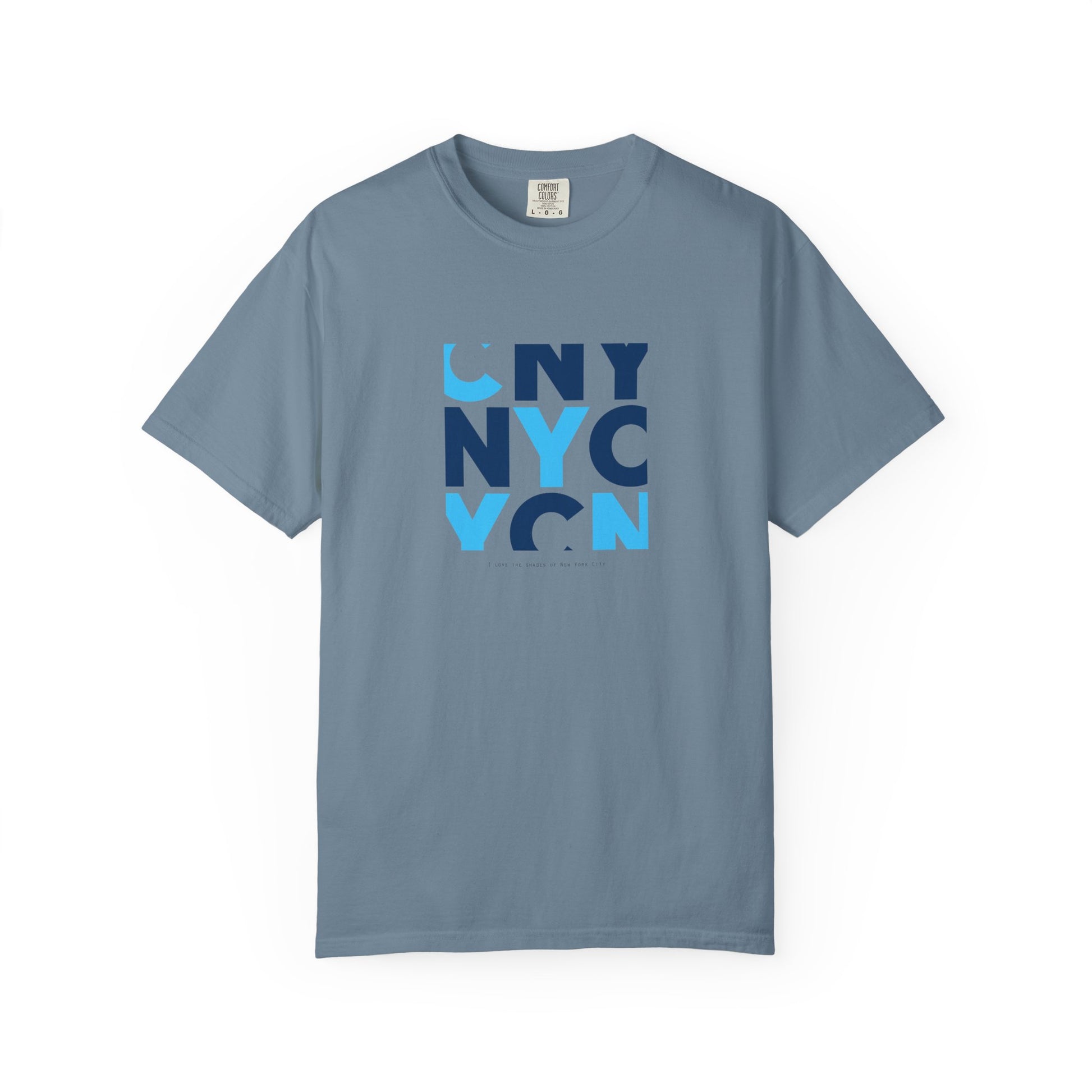 NYC Block Letter T-Shirt — Modern Blue New York Graphic Tee