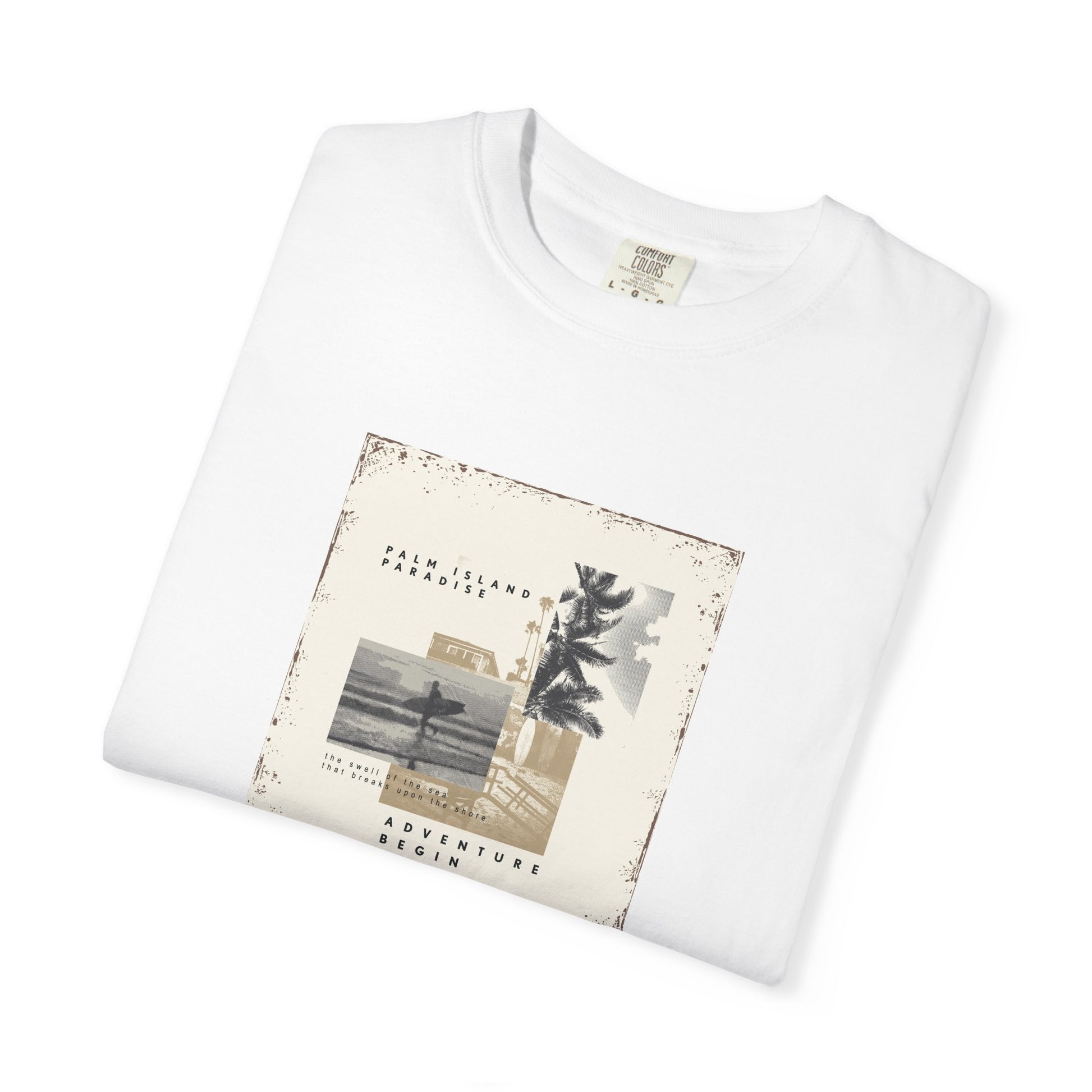 Vintage Beach Photo T-Shirt — 'Good Vibes' Coastal Graphic Tee
