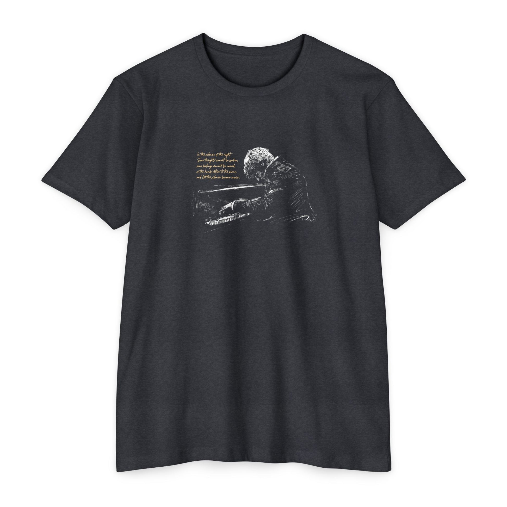 Piano Prayer Graphic T-Shirt — Vintage Pianist Illustration with 'Blessed Are Those' Quote