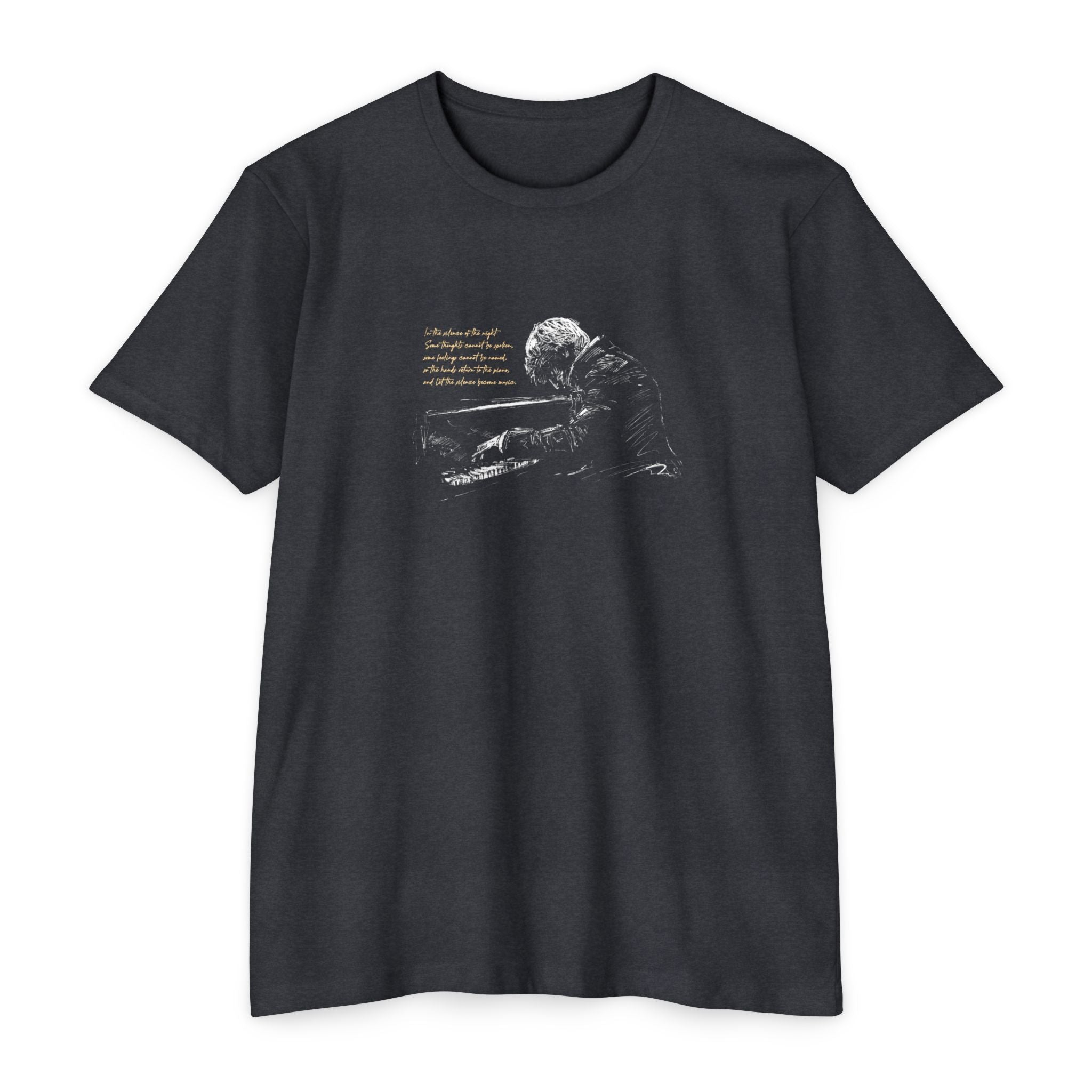 Piano Prayer Graphic T-Shirt — Vintage Pianist Illustration with 'Blessed Are Those' Quote