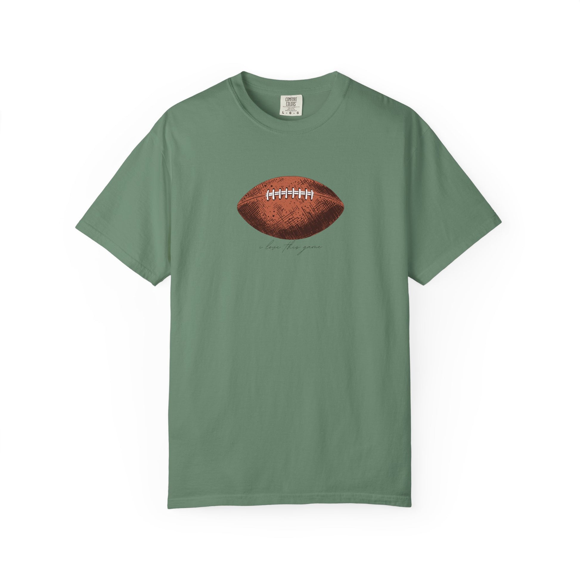 Green vintage leather football graphic t-shirt