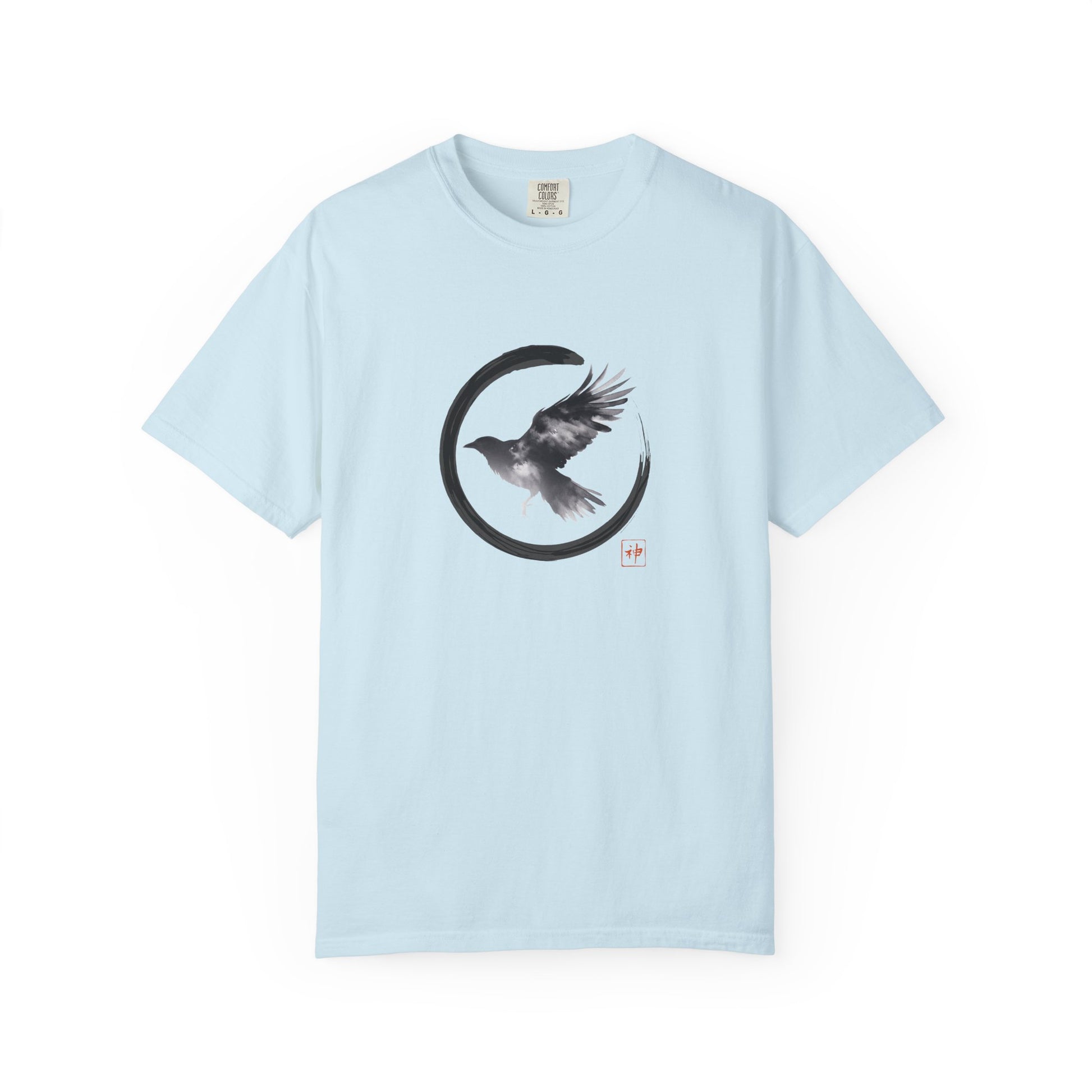 Raven Moon T-Shirt — Minimalist Flying Crow Zen Design