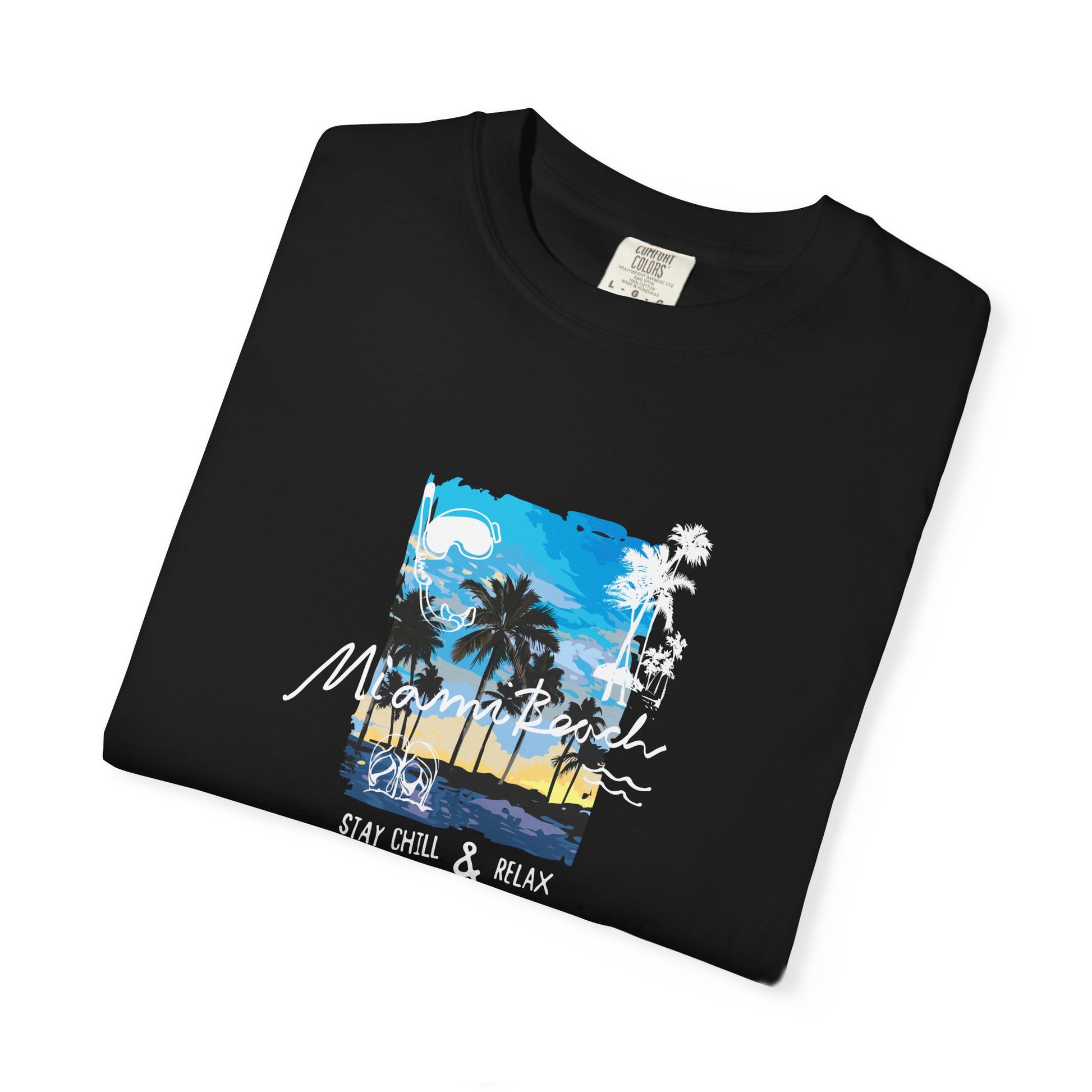 Maui Beach T-Shirt — "Stay Chill & Relax" Tropical Palm Sunset Tee