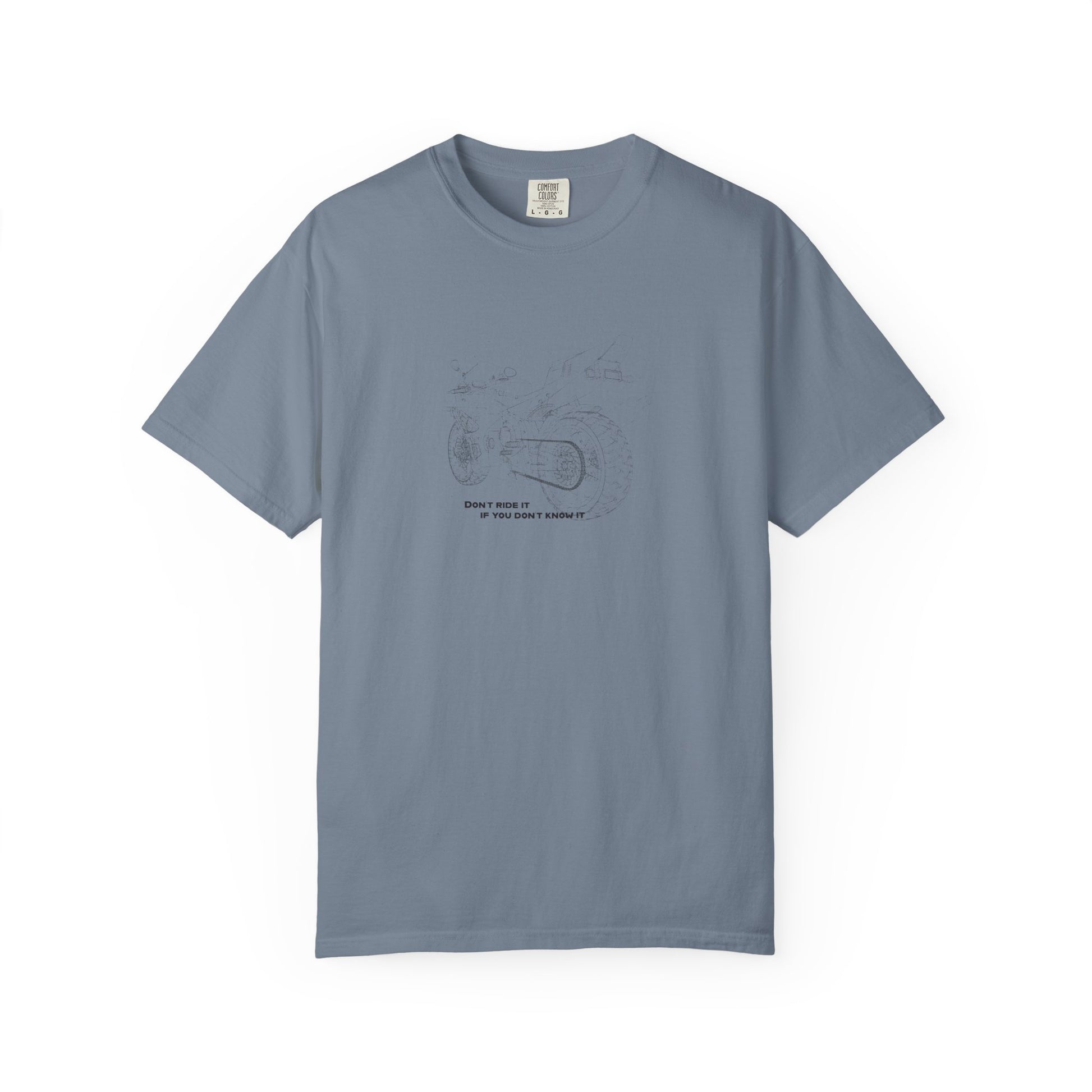 Graphic T-Shirt — Minimalist Tee, Motorcycle drawing