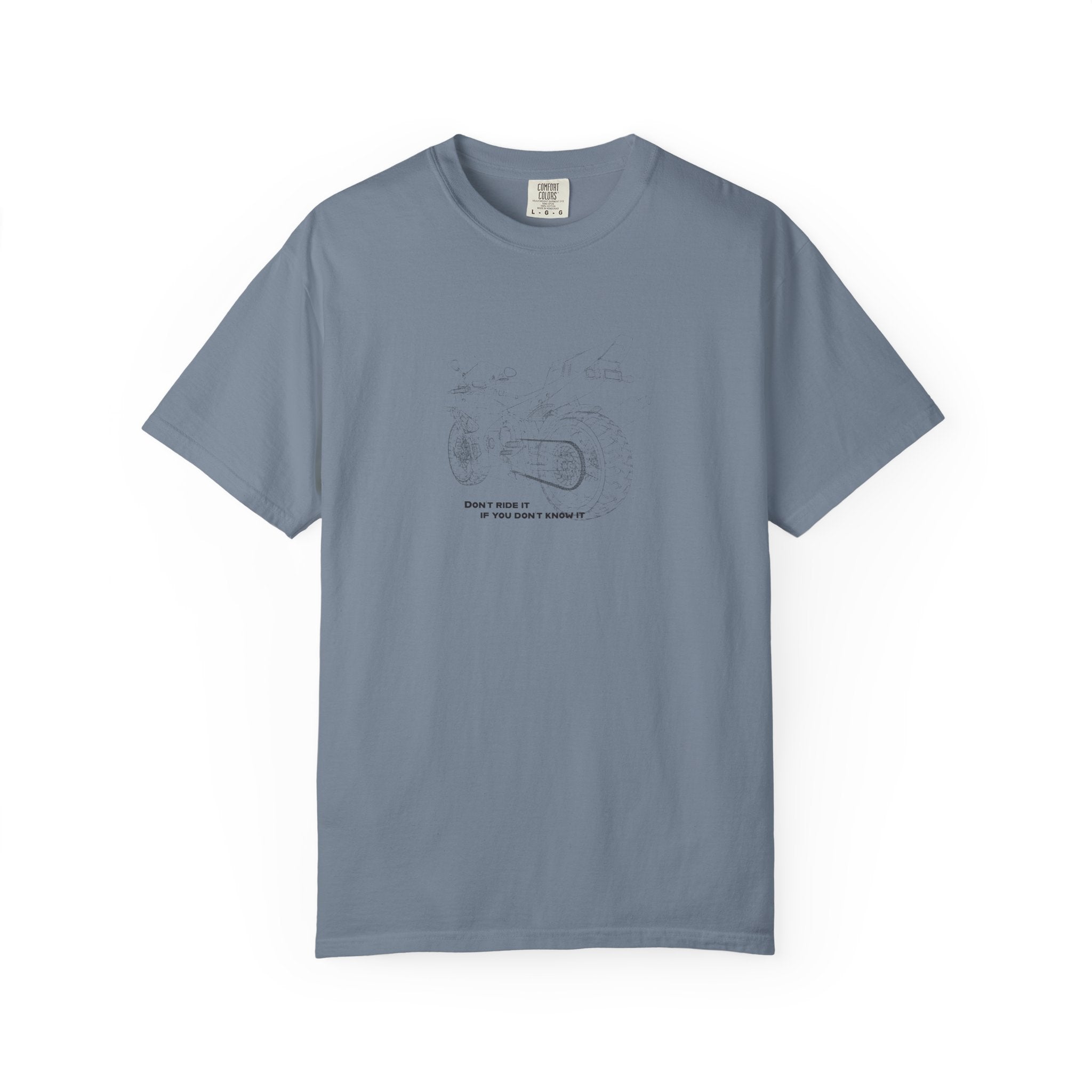 Graphic T-Shirt — Minimalist Tee, Motorcycle drawing
