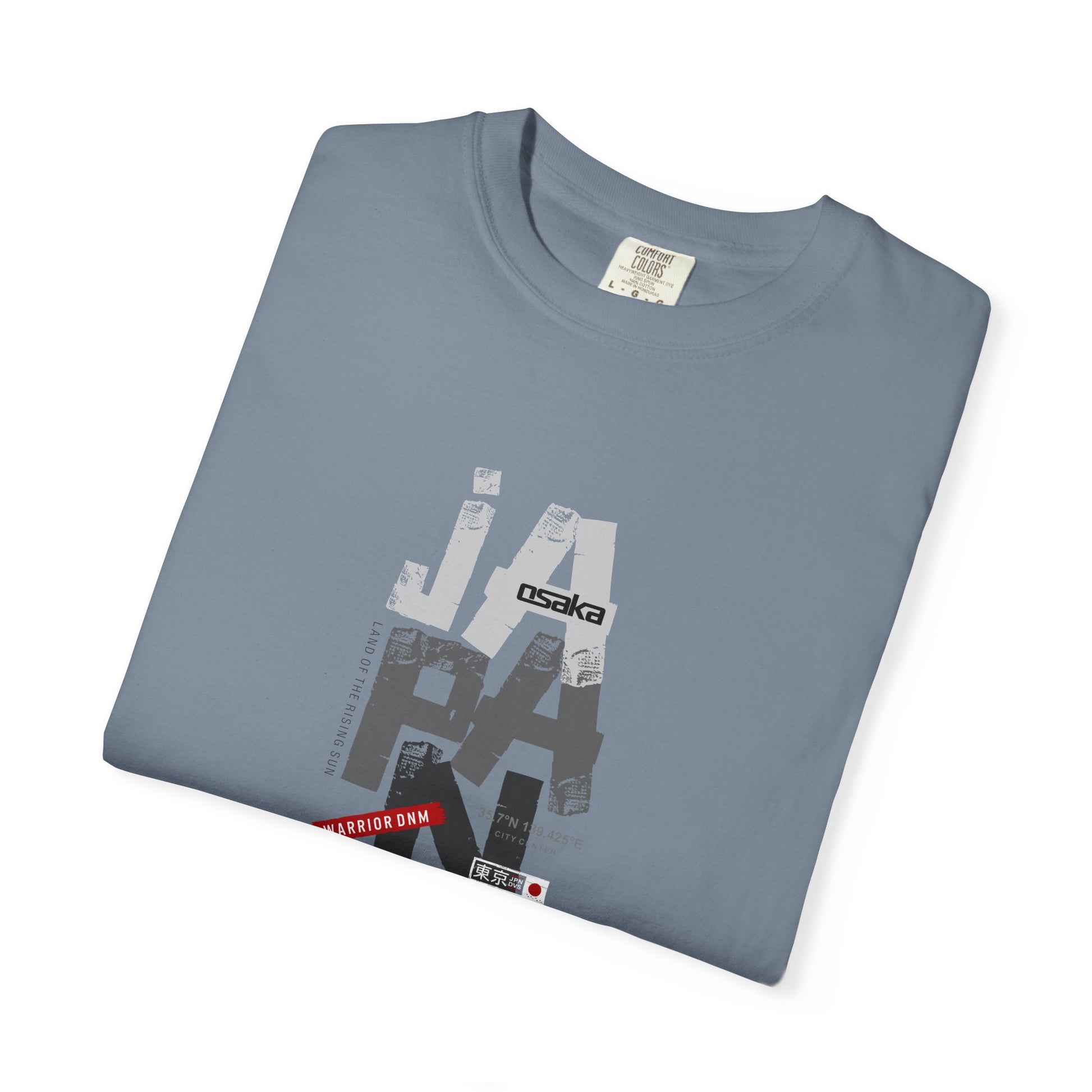 Japan Cityscape Graphic T-Shirt — Urban Travel Tee with Red Accent