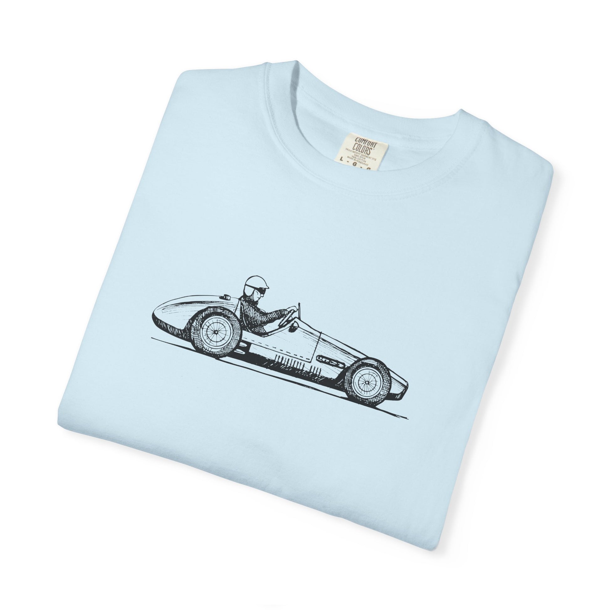 Vintage Racing Car T-Shirt — Classic Open-Wheel Driver Illustration