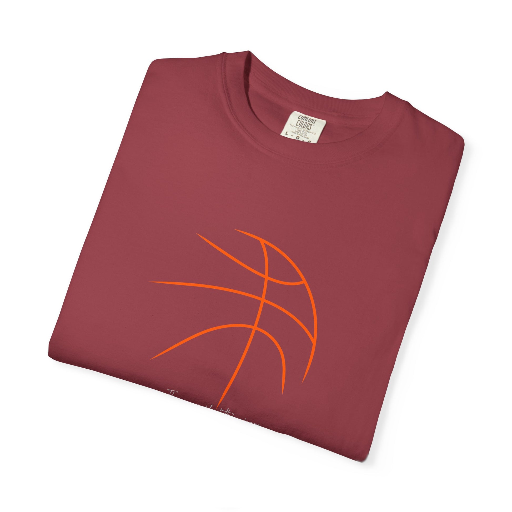 Basketball Outline Tee — Minimal Orange Basketball Graphic T-Shirt sport