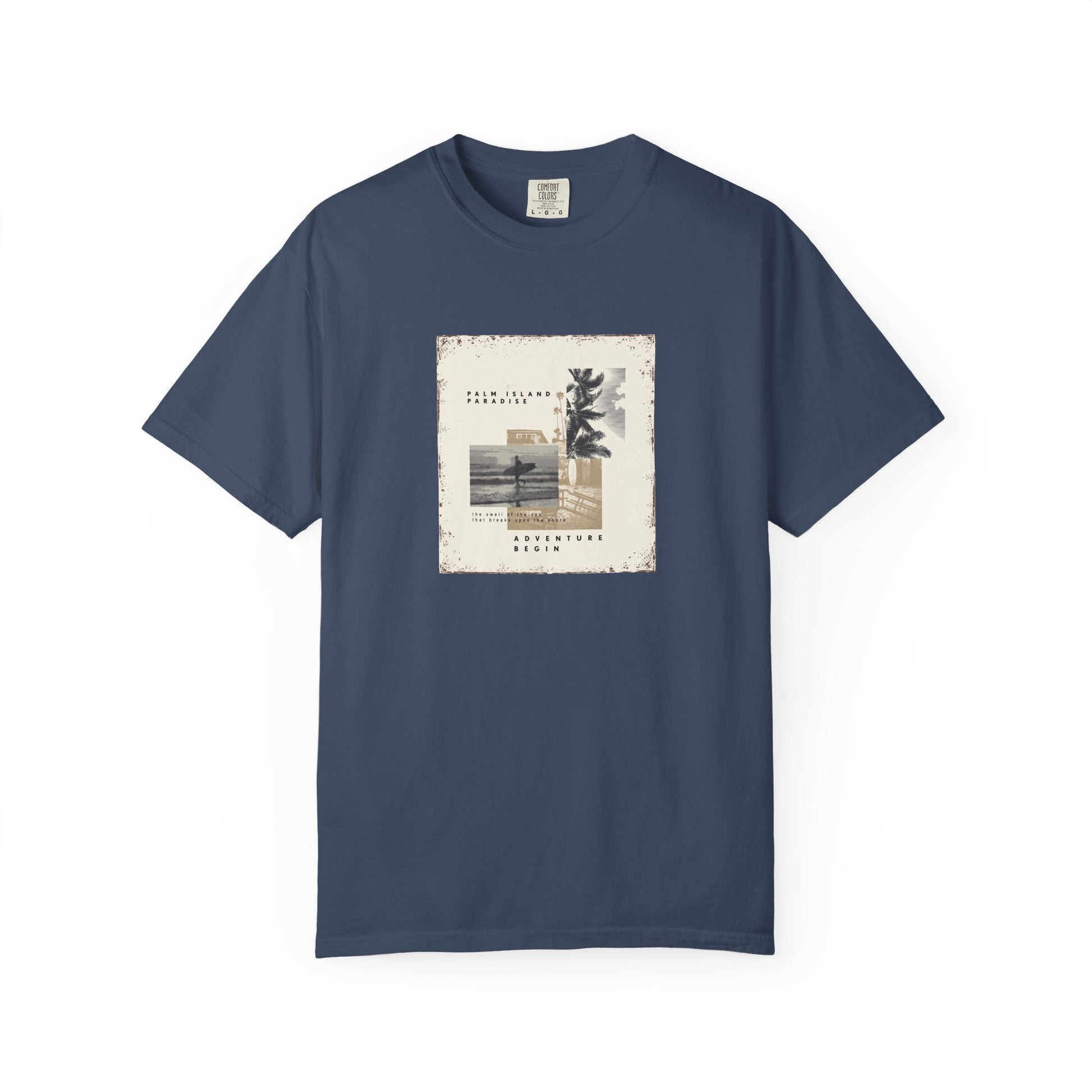 Vintage Beach Photo T-Shirt — 'Good Vibes' Coastal Graphic Tee