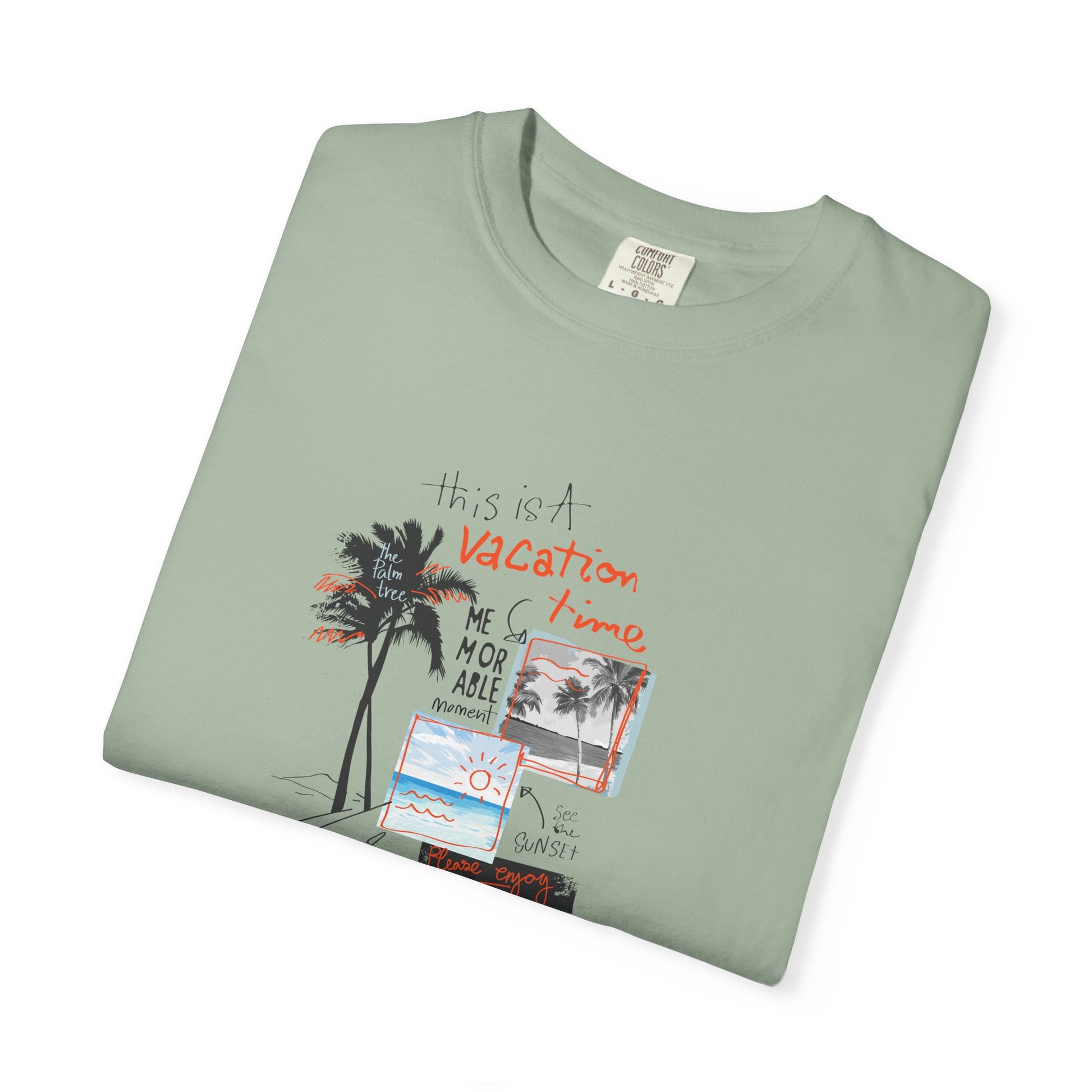 Vacation Vibes Graphic T-Shirt — Palm Tree Collage Tee Breeze