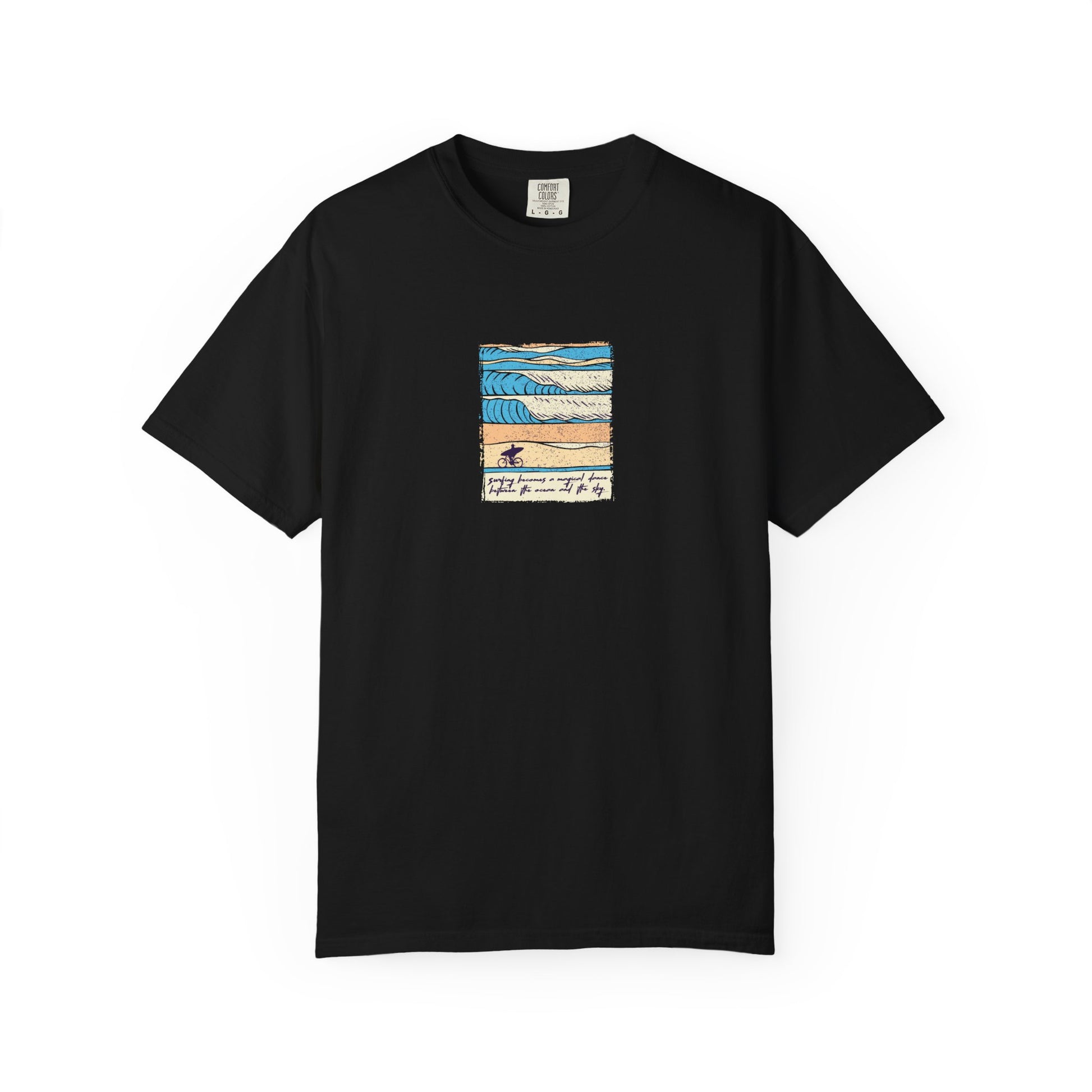 black beach stripes graphic tee