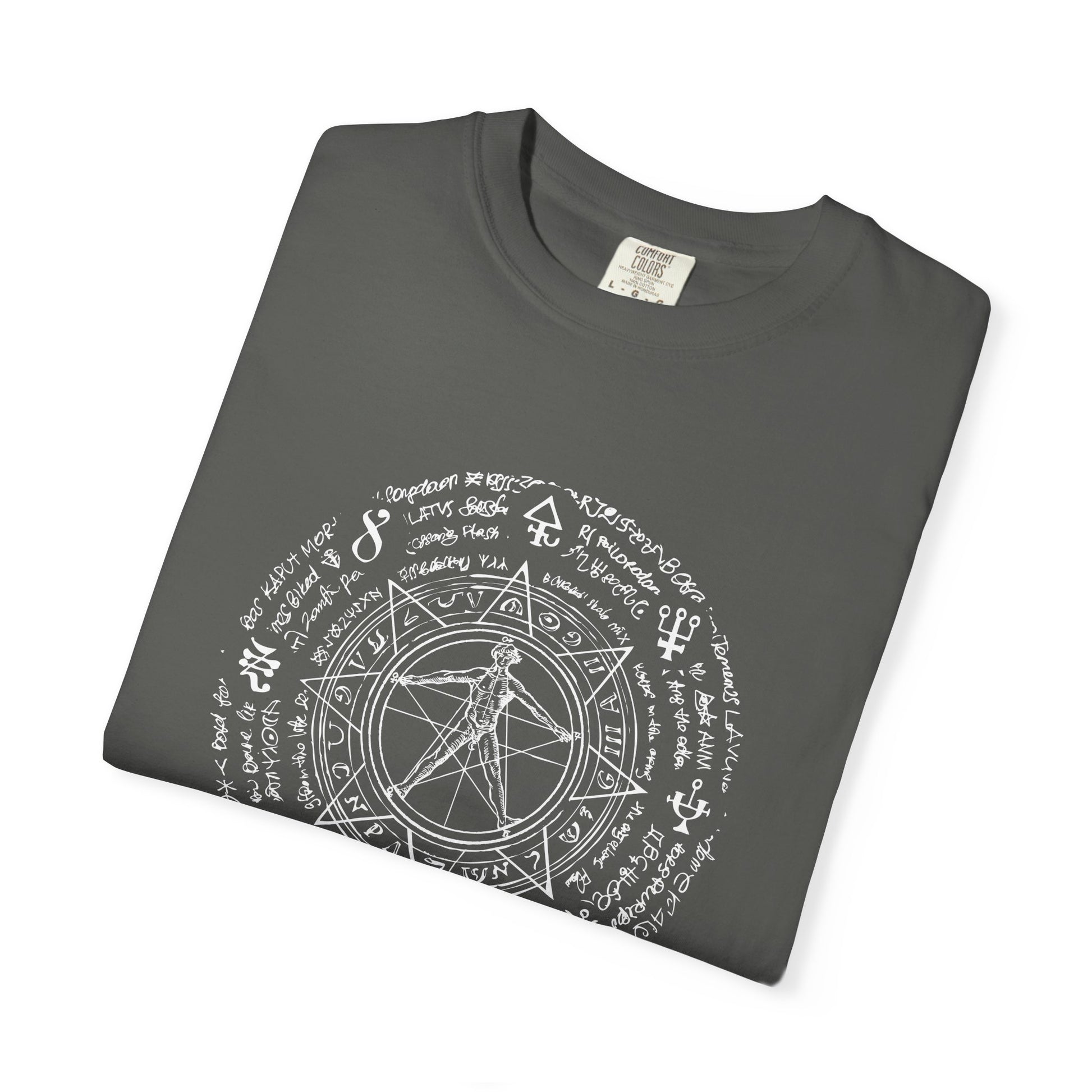Occult Vitruvian Circle T-Shirt — Alchemy Symbols Graphic Tee