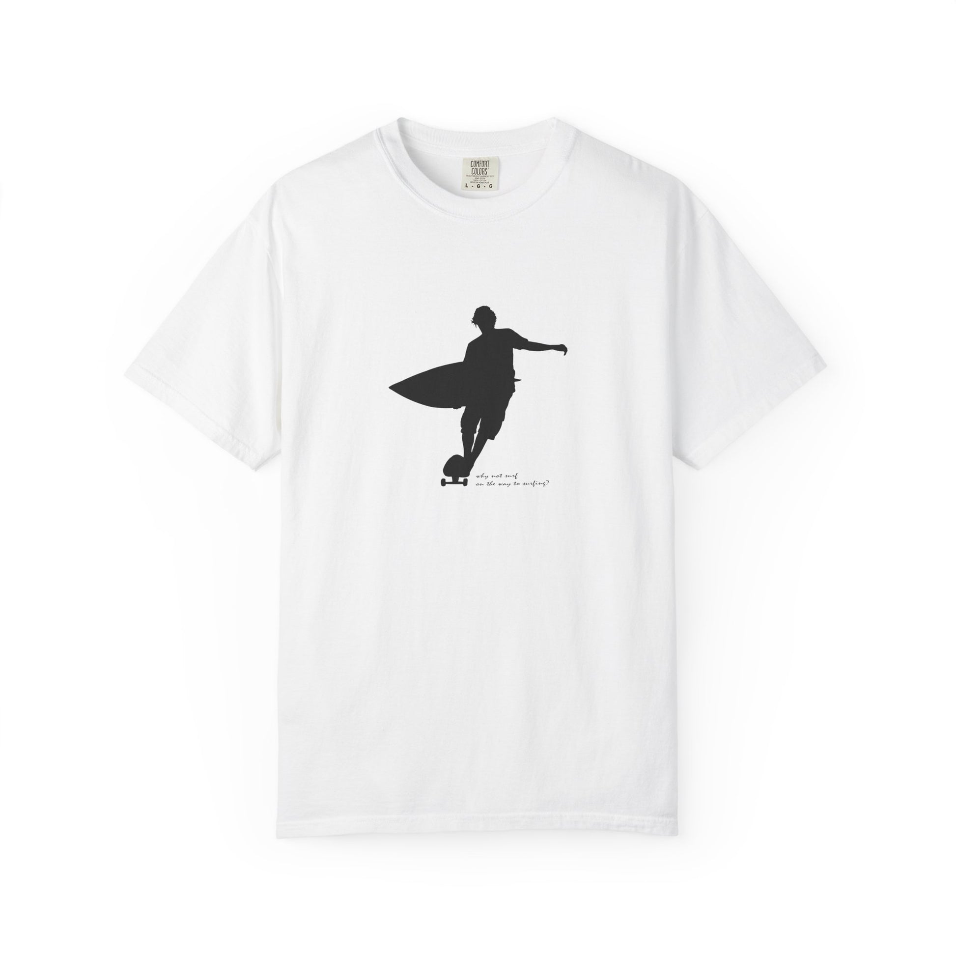 Surfer Silhouette Tee — Minimal Surfboard Graphic T-Shirt