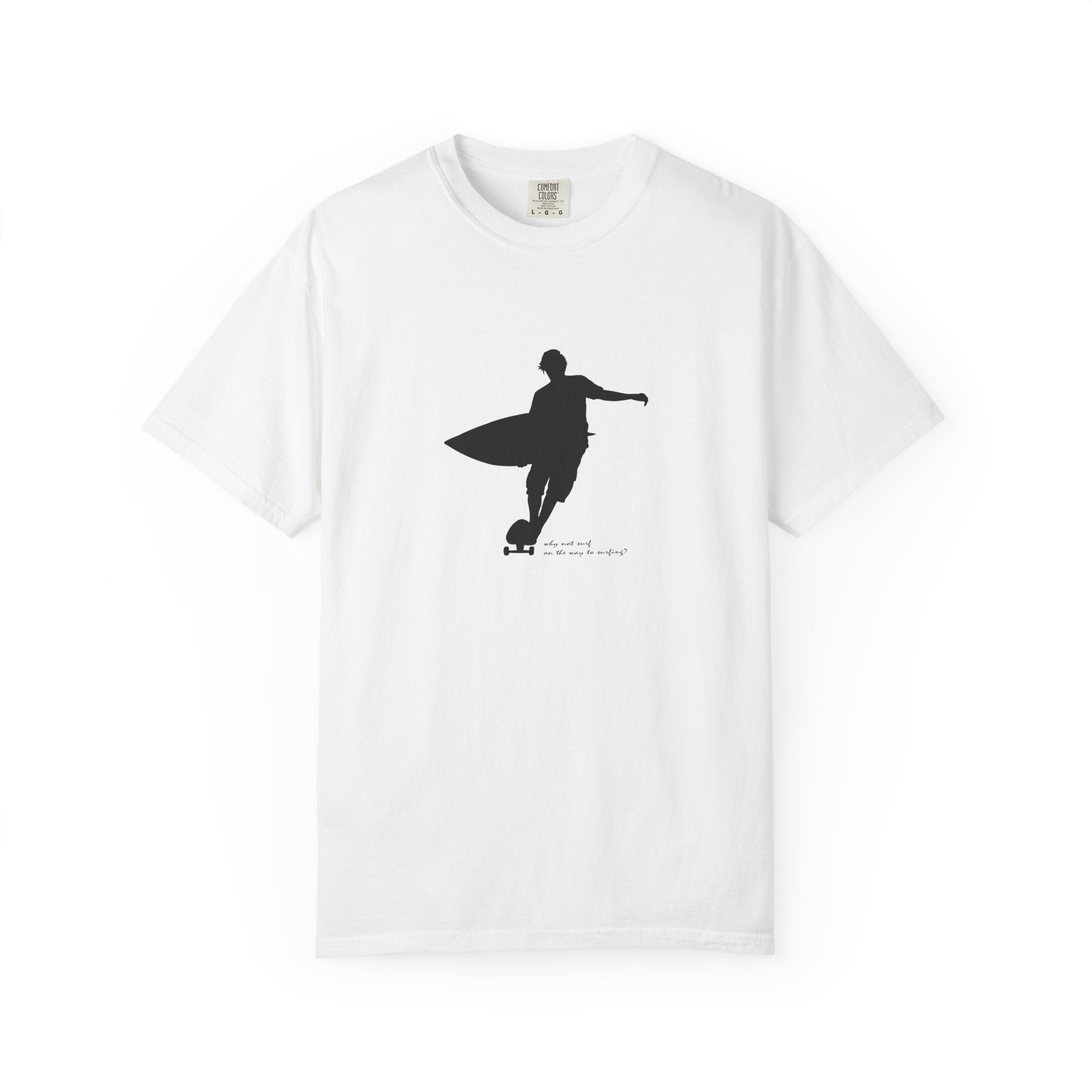 Surfer Silhouette Tee — Minimal Surfboard Graphic T-Shirt
