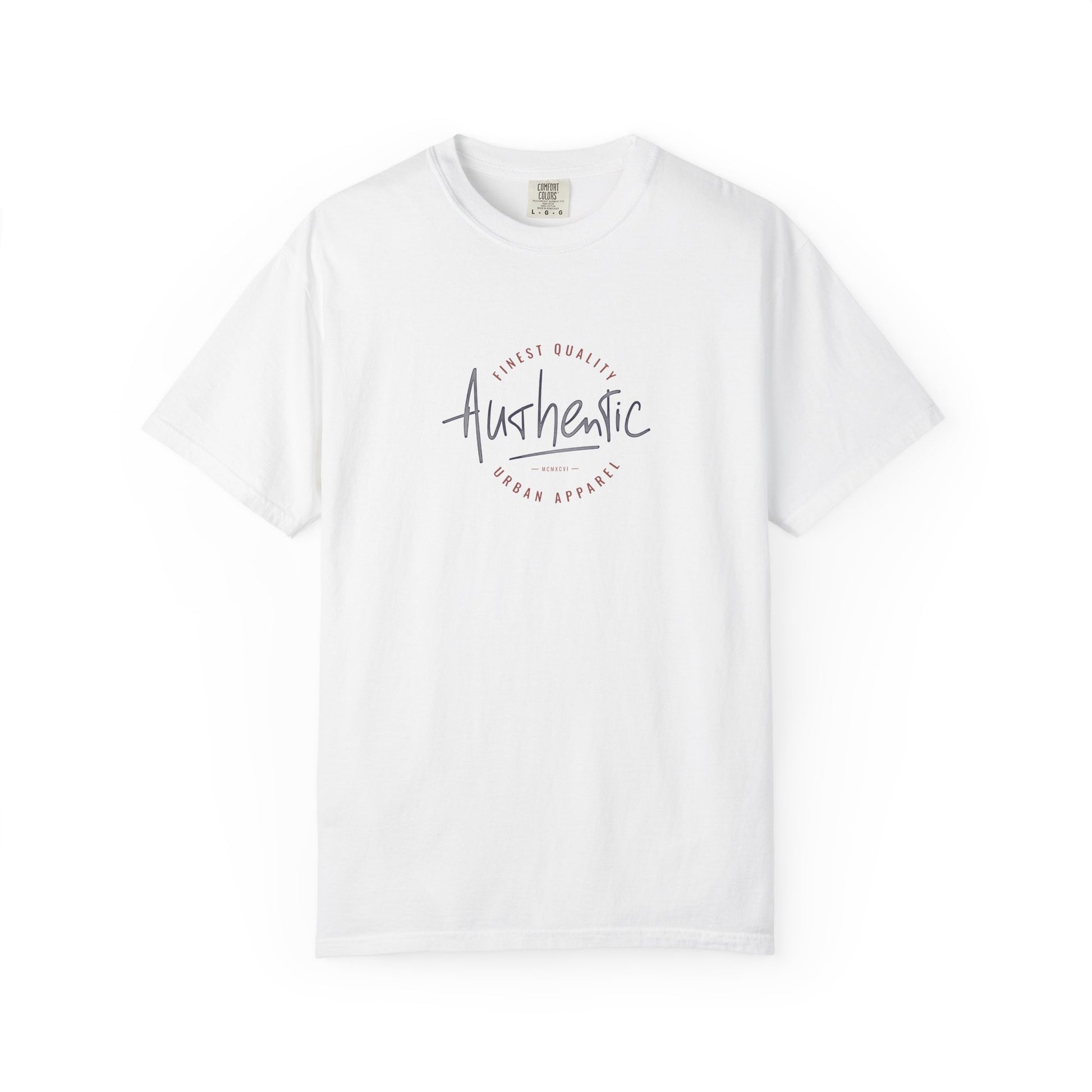 White t-shirt with text 'Life's a beach. Enjoy the waves.' on a white background