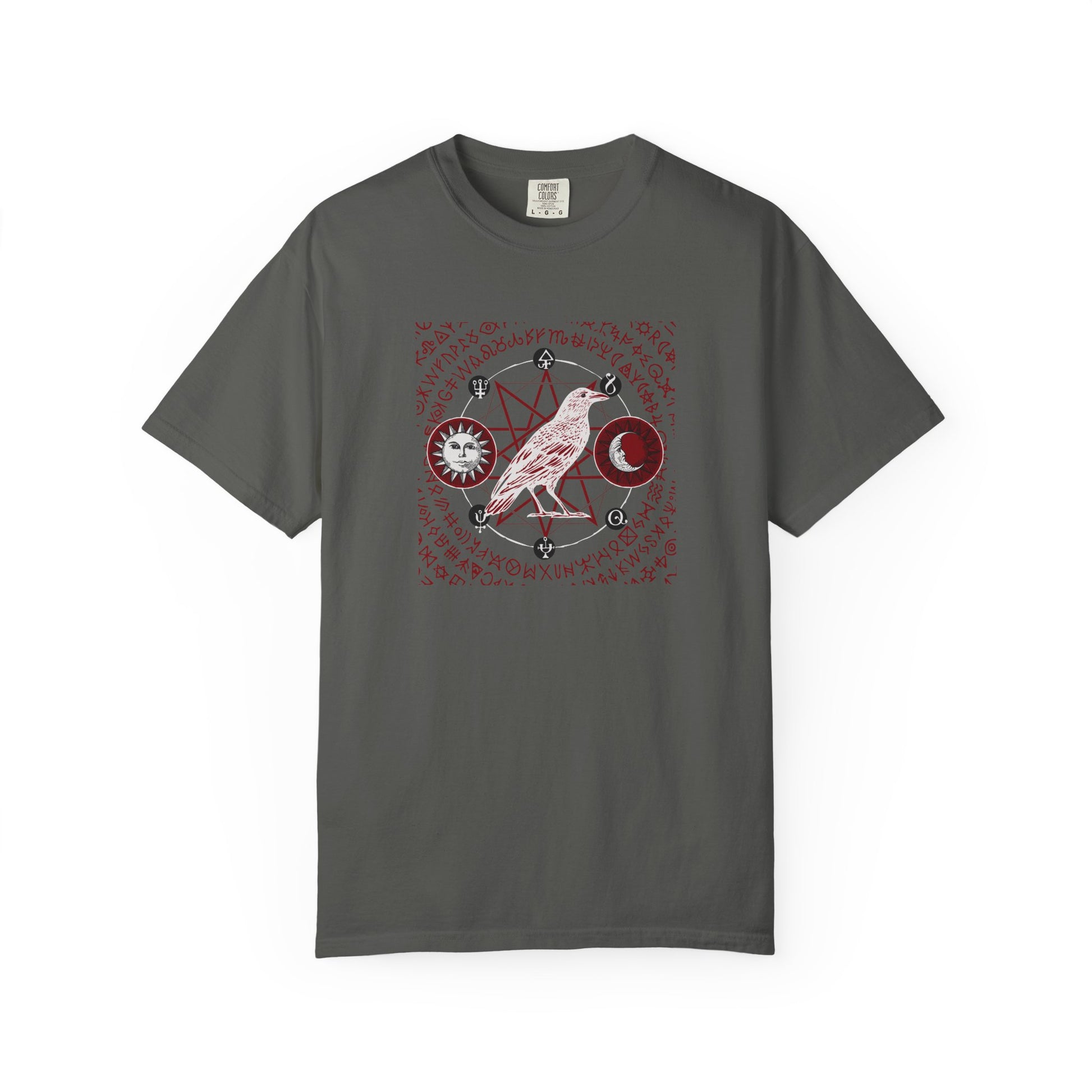 Purple t-shirt with 'The Wish room' text and graphic on a white background