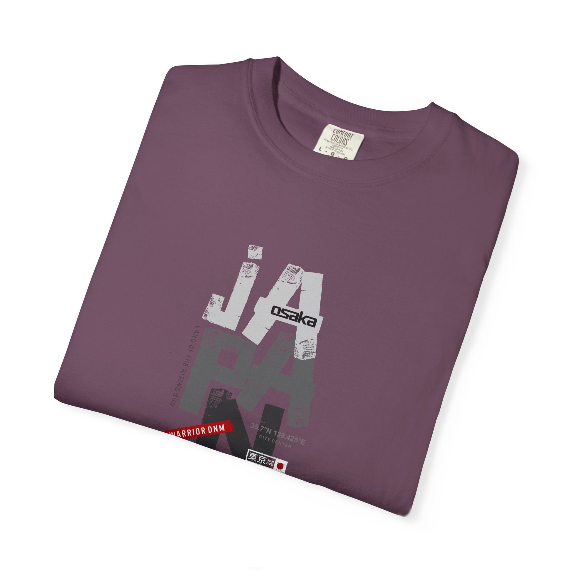 Japan Cityscape Graphic T-Shirt — Urban Travel Tee with Red Accent