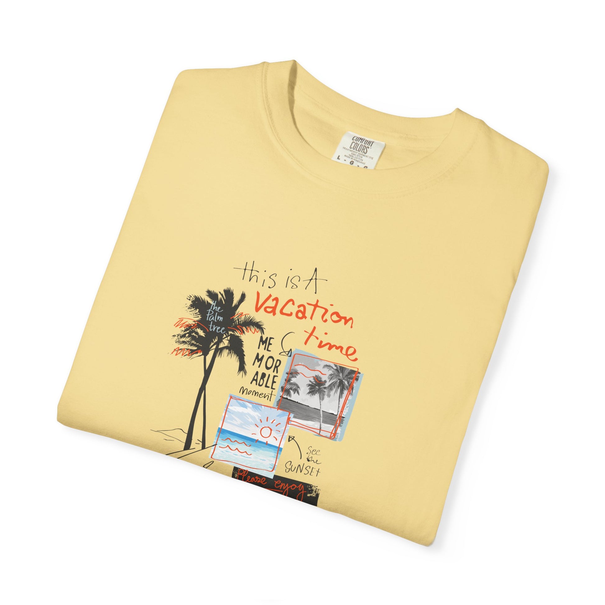 Vacation Vibes Graphic T-Shirt — Palm Tree Collage Tee Breeze