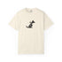 Beige t-shirt with a black dog  graphic