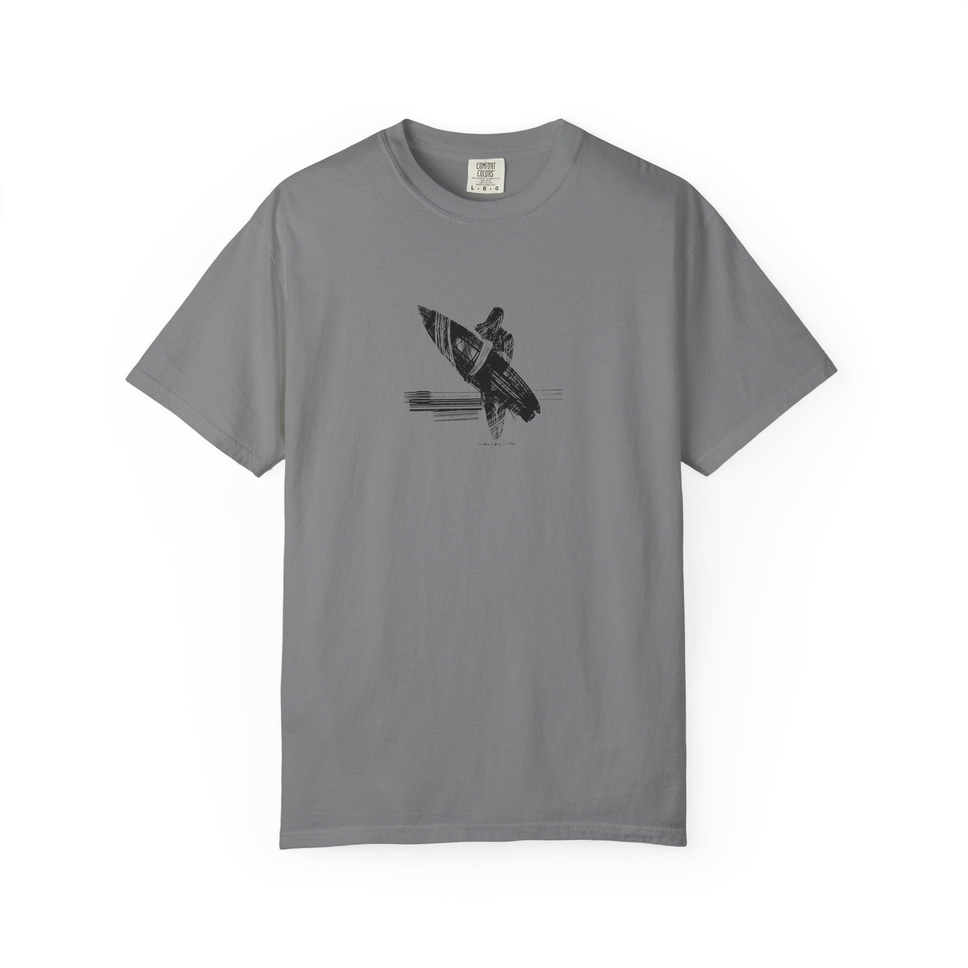 grey surfer silhouette graphic t shirt
