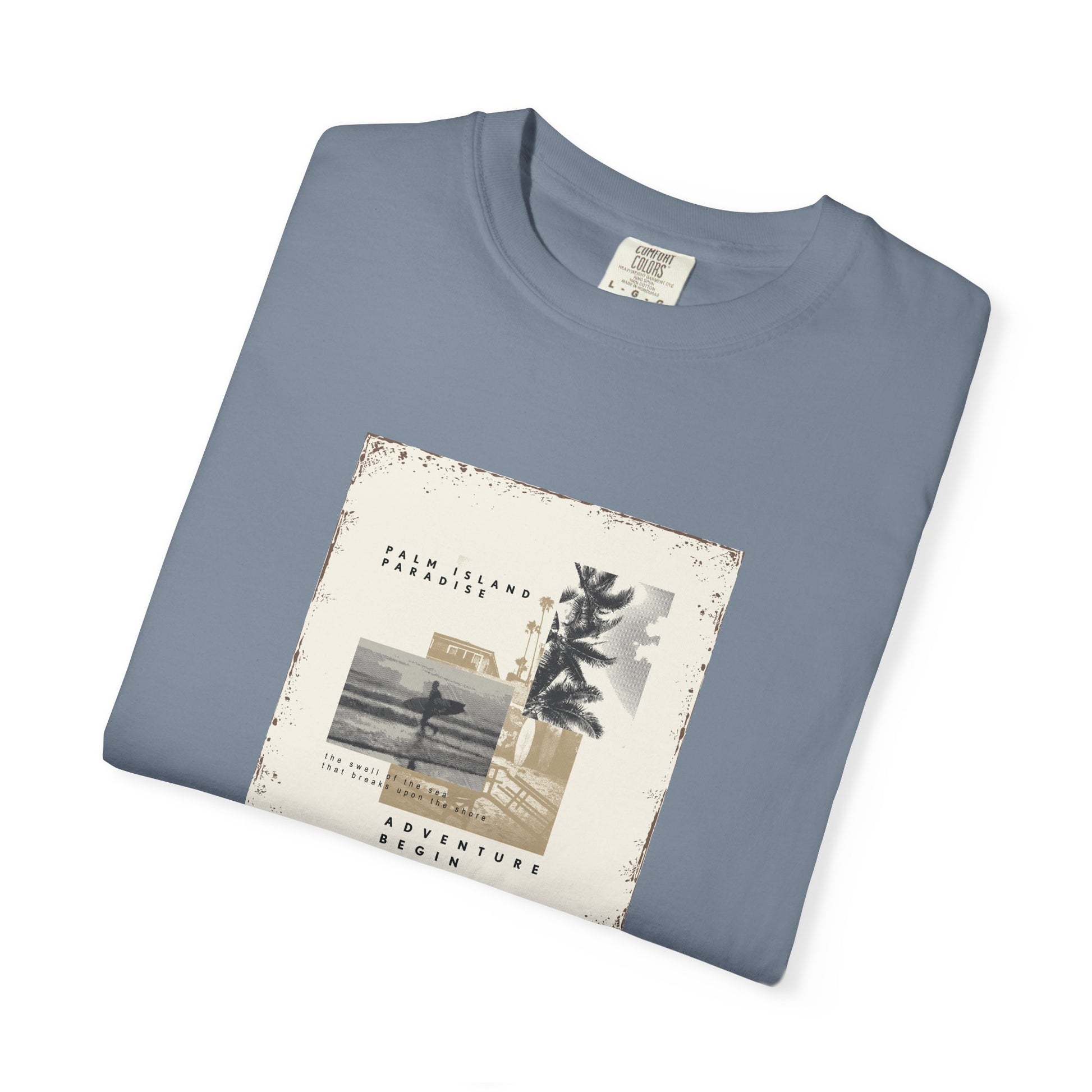 Vintage Beach Photo T-Shirt — 'Good Vibes' Coastal Graphic Tee