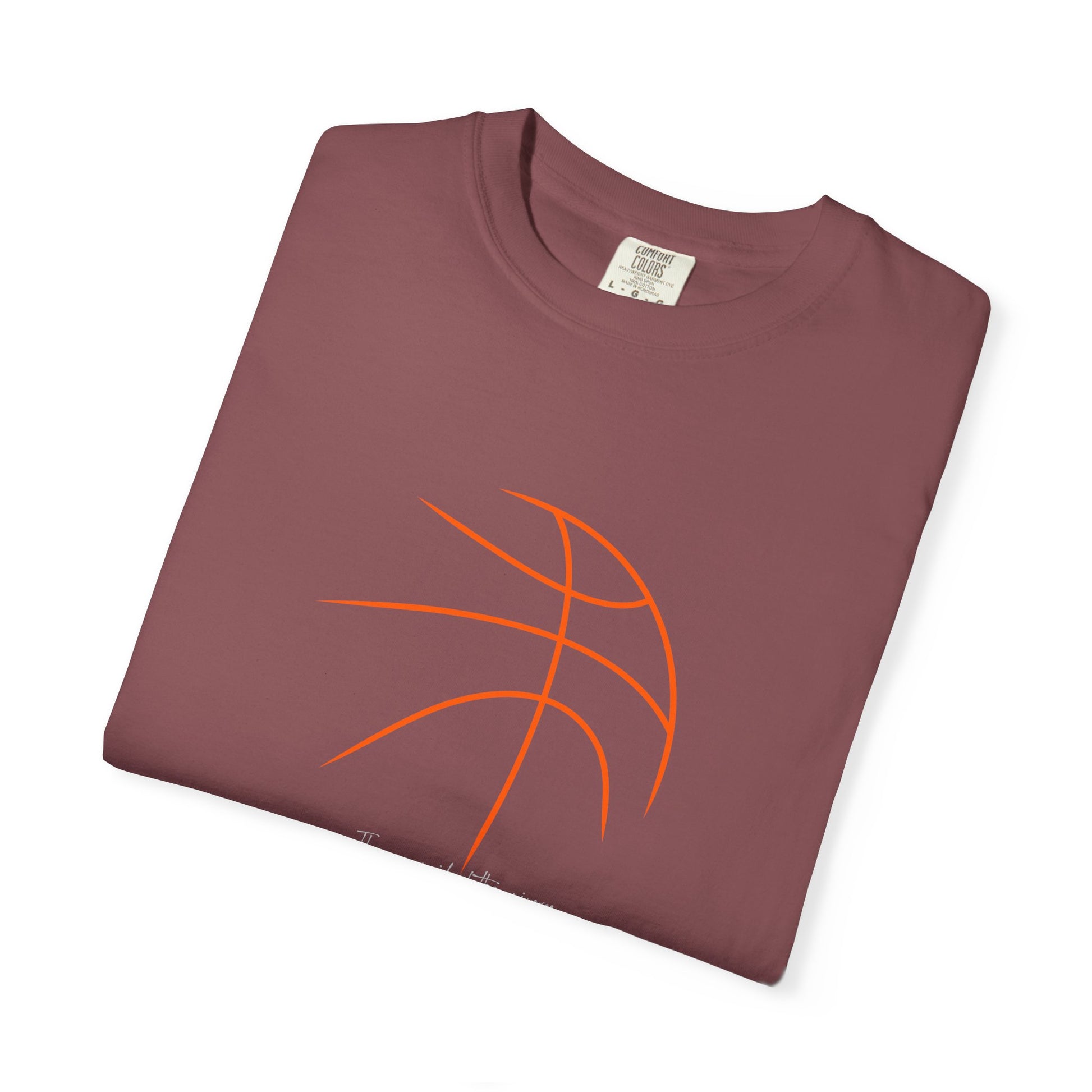 Basketball Outline Tee — Minimal Orange Basketball Graphic T-Shirt sport