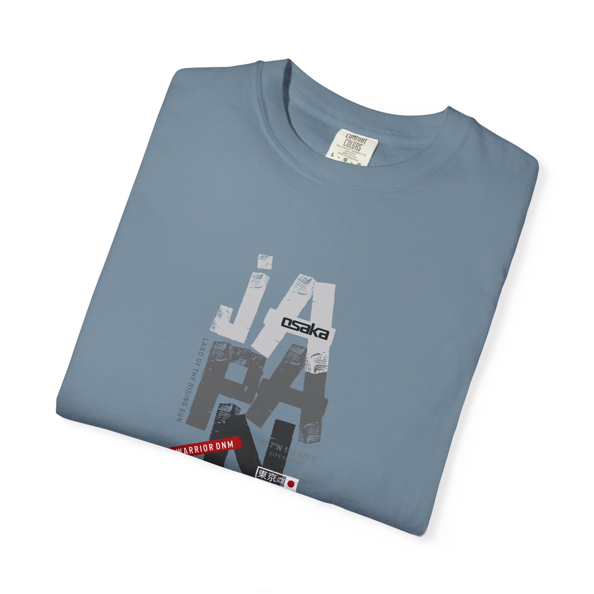Japan Cityscape Graphic T-Shirt — Urban Travel Tee with Red Accent