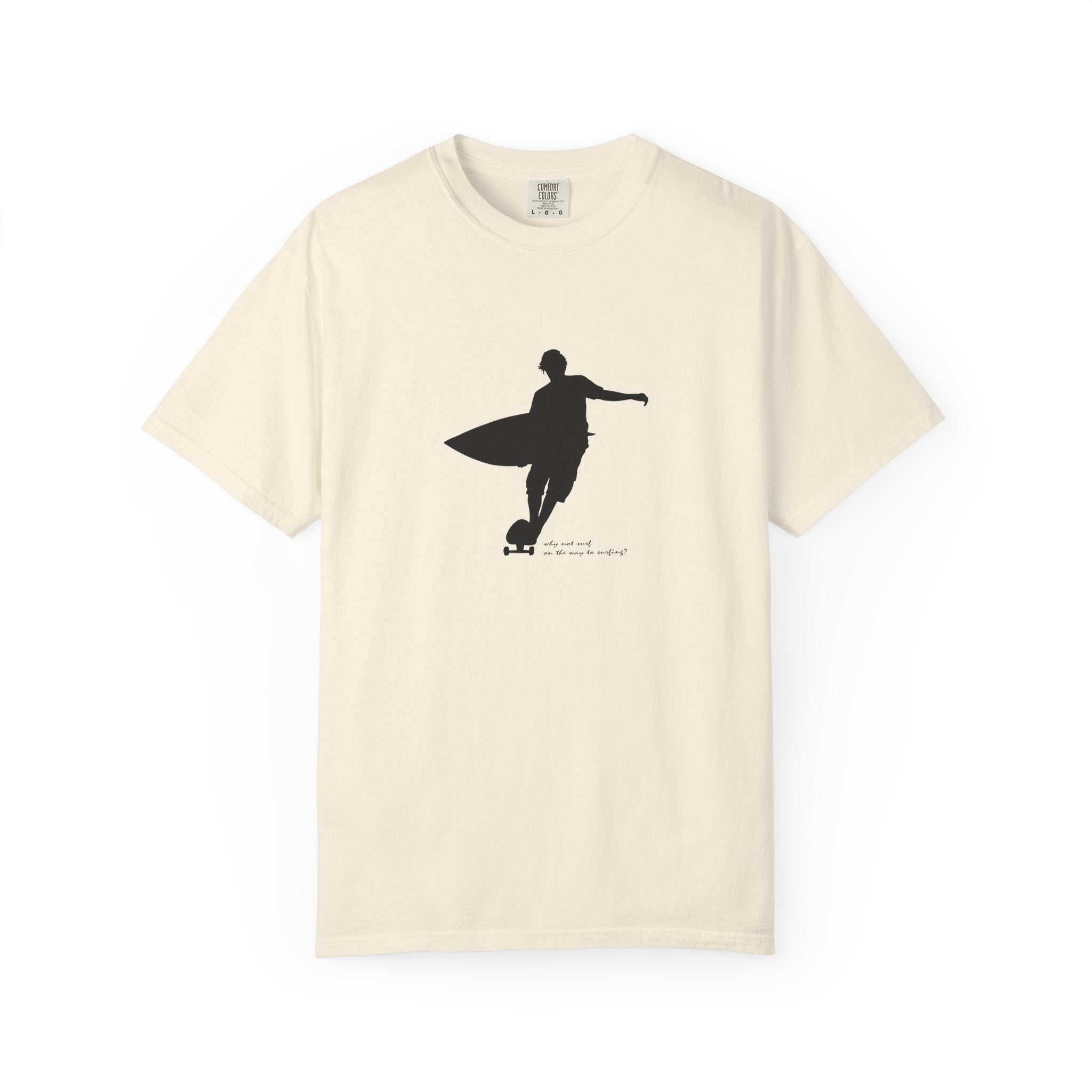 Surfer Silhouette Tee — Minimal Surfboard Graphic T-Shirt