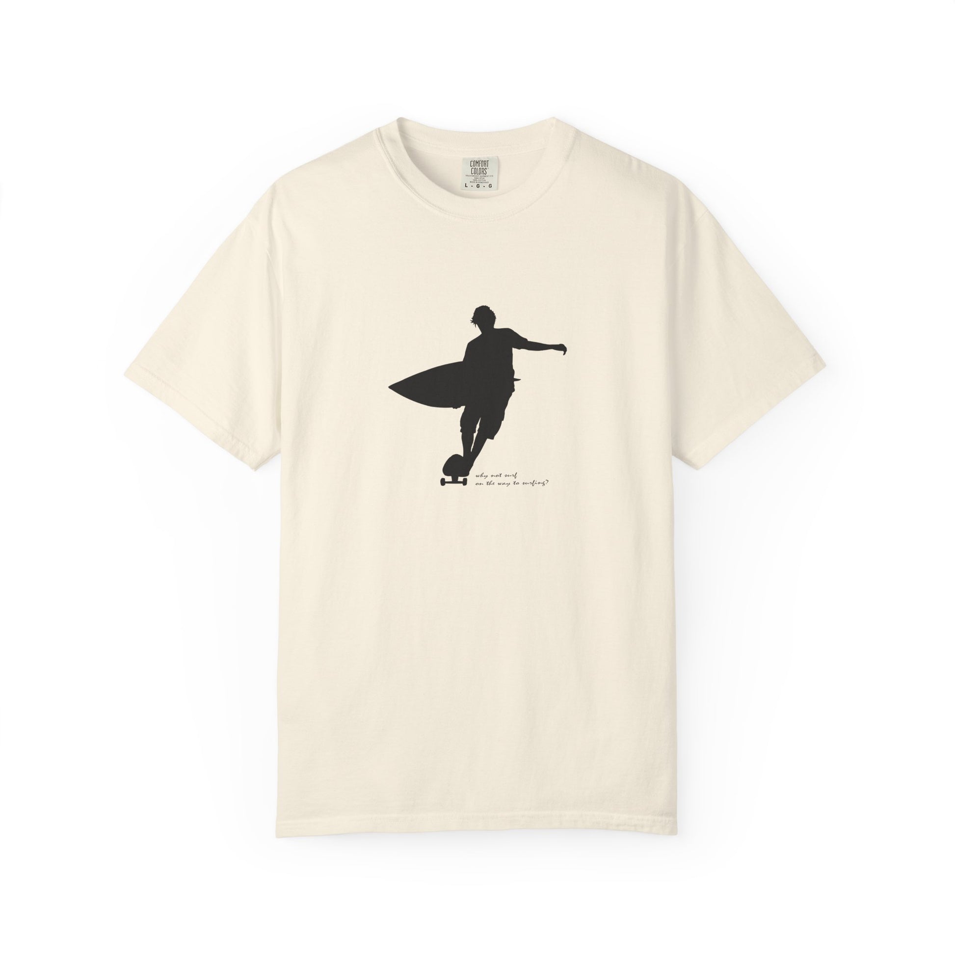 Surfer Silhouette Tee — Minimal Surfboard Graphic T-Shirt